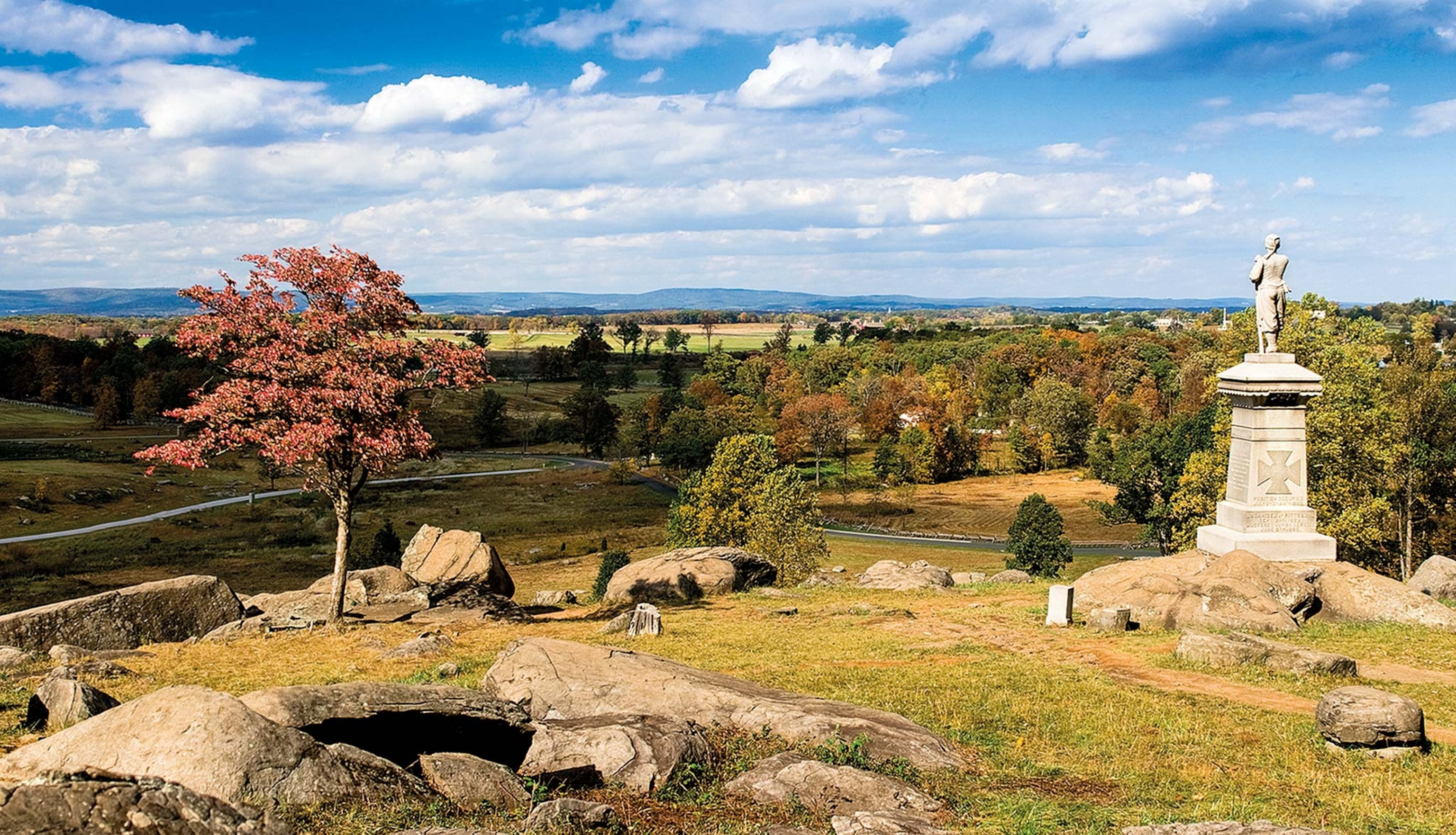 A view of the summit of Little Round Top and the Monument to the 155th Pennsylvania Volunteers