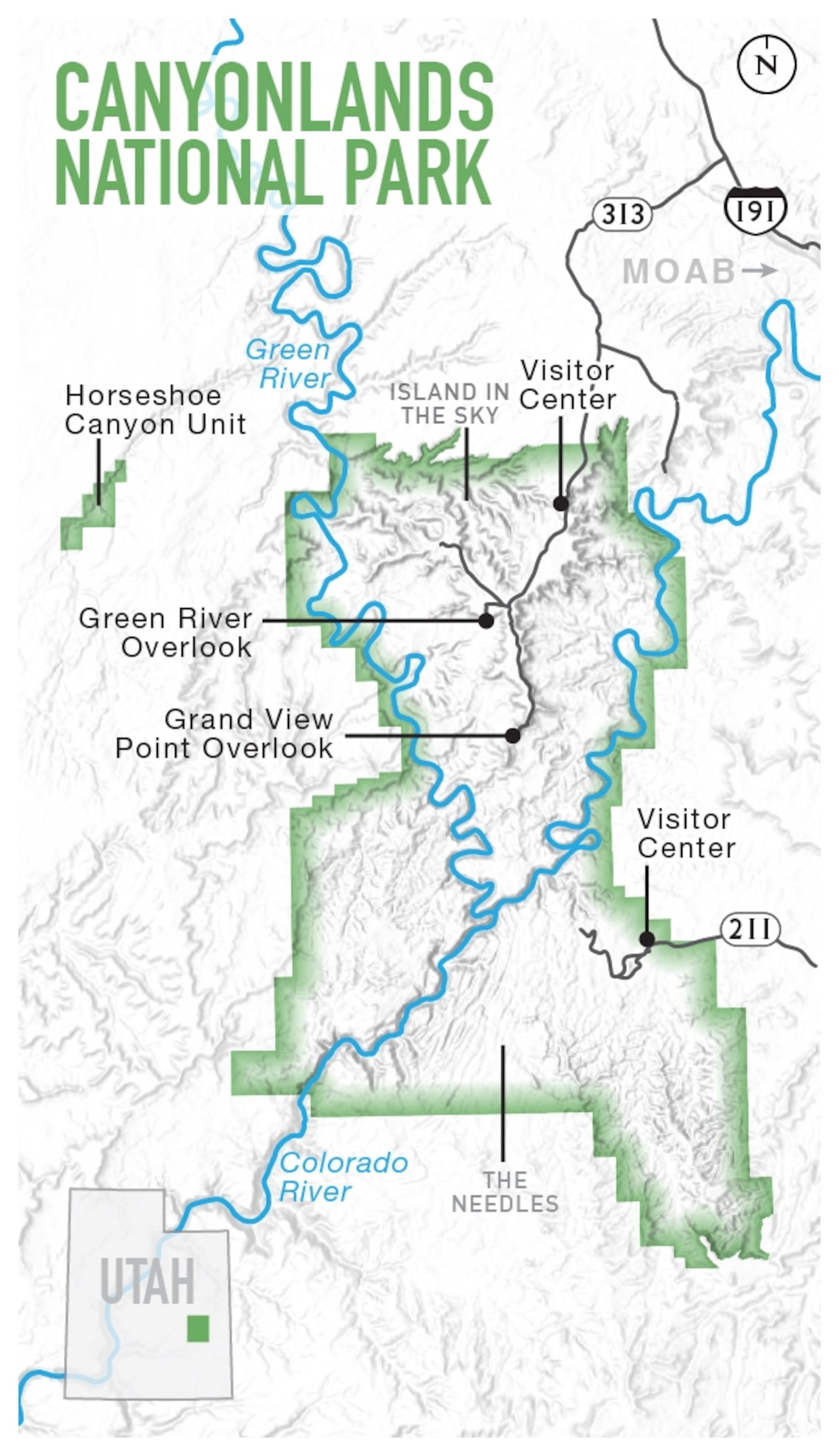 a map of Canyonlands National Park, Utah