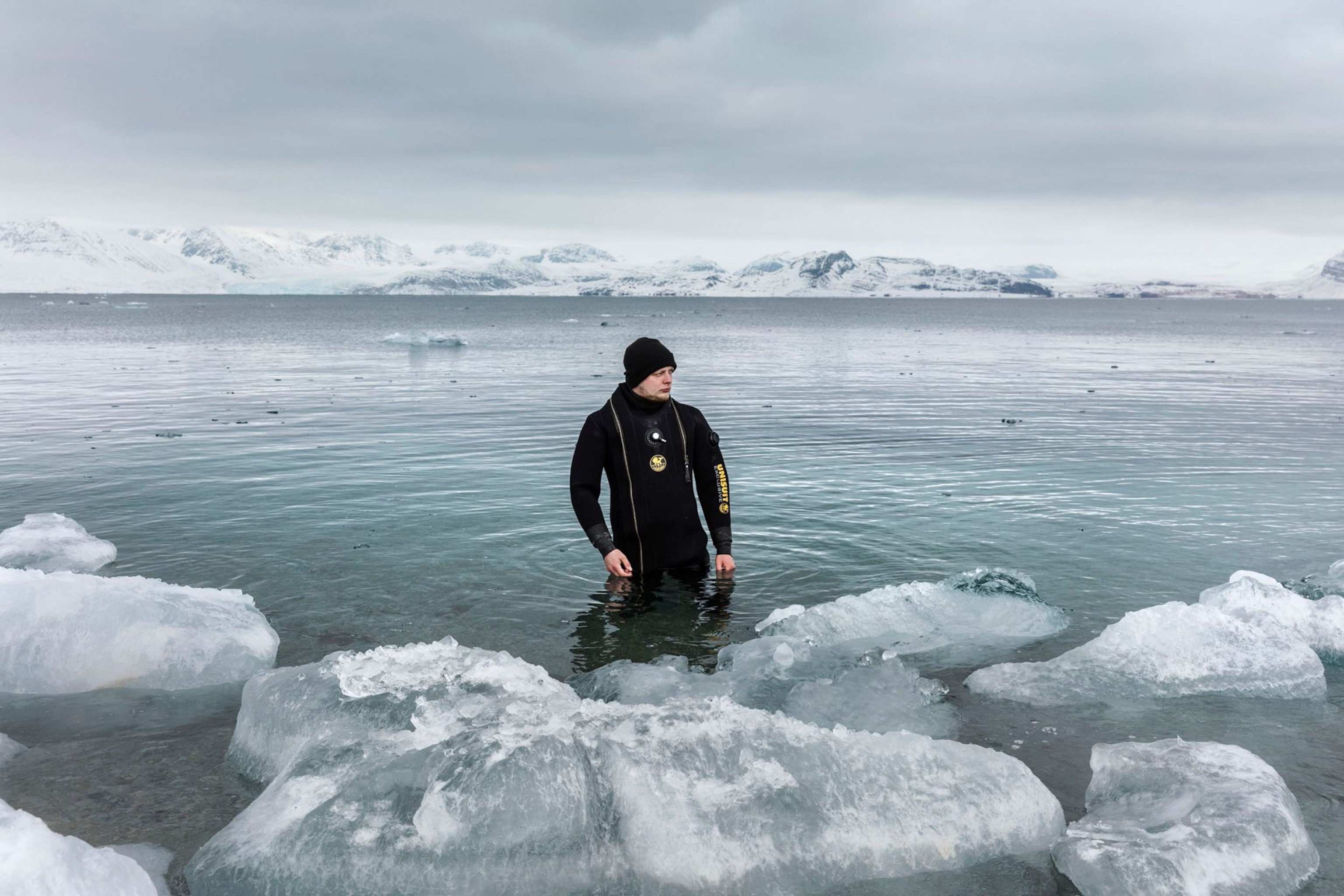 German diver Kai Schwalfenberg performs underwater maintenance.