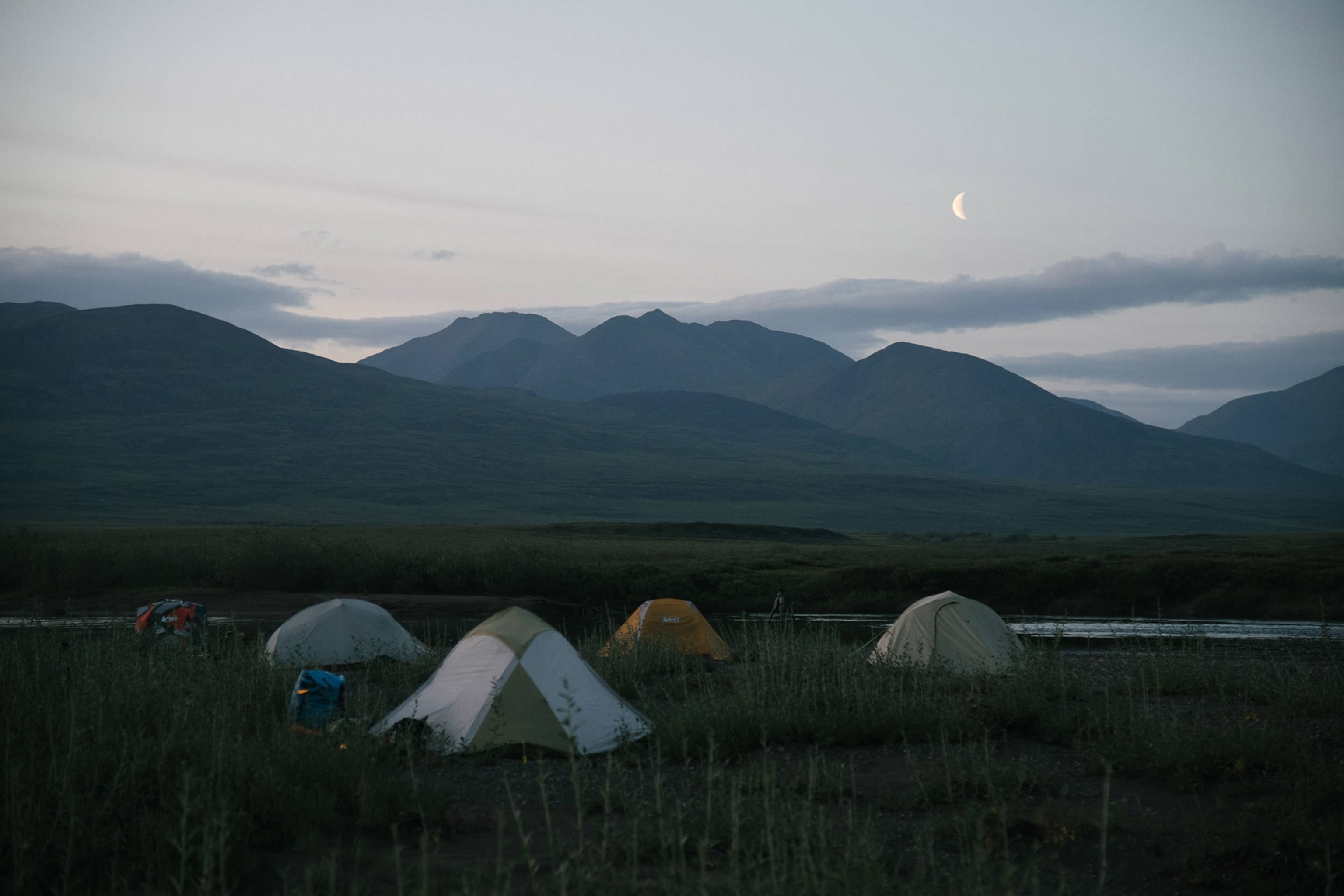 a campsite by the Nigu River in Gates of the Arctic National Park in Alaska