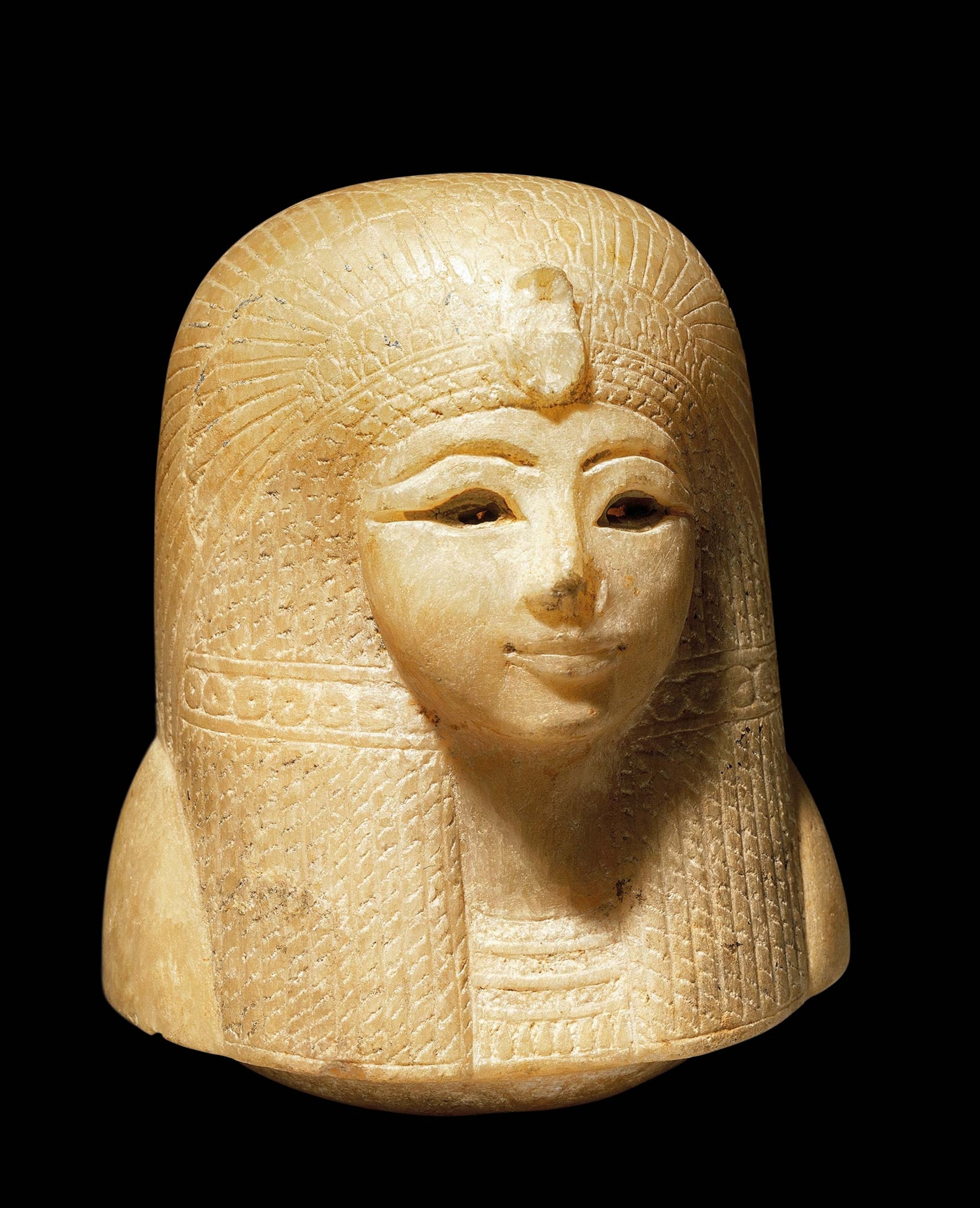 A canopic vase lid depicting Queen Tuya, mother of Ramses II