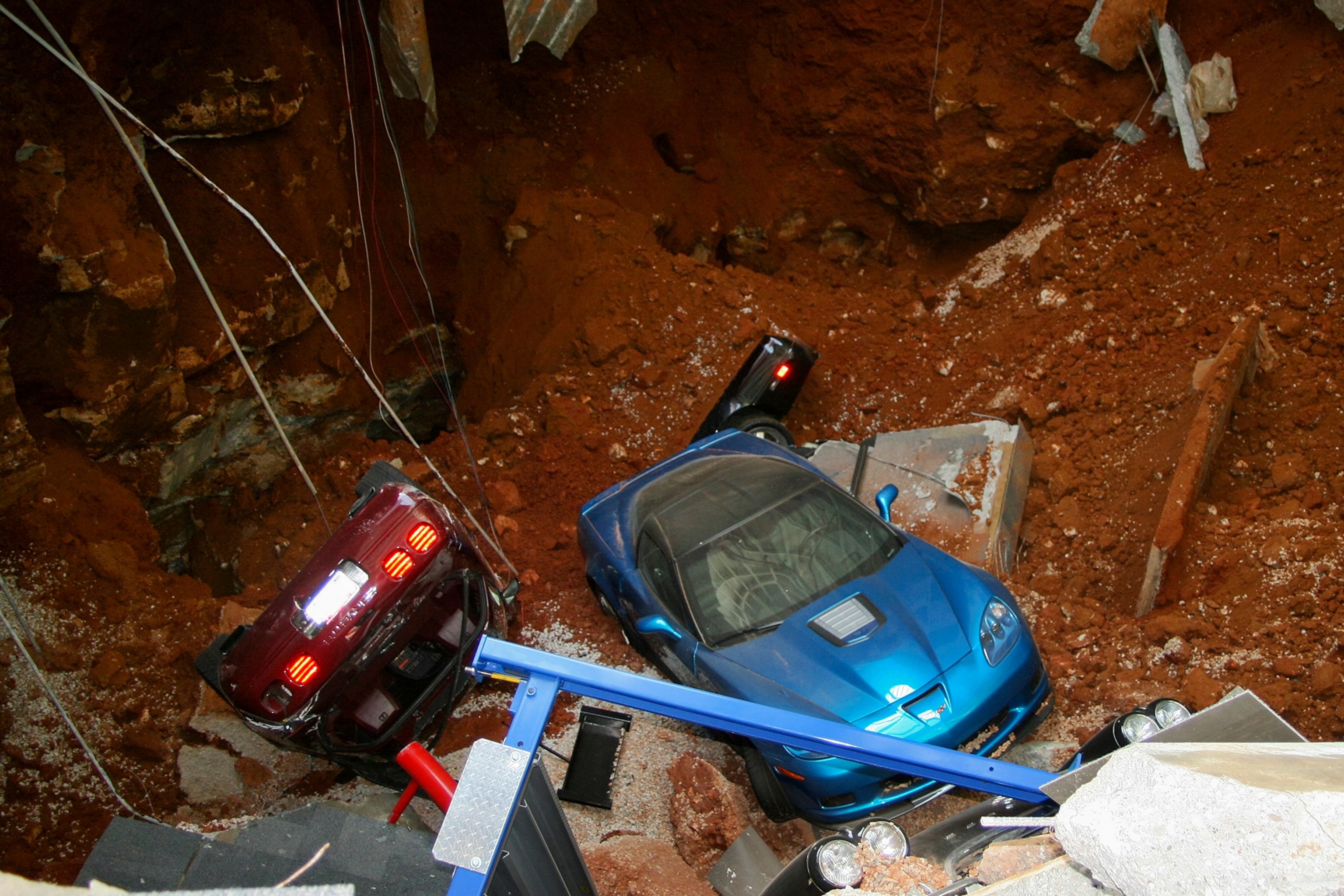 corvettes in a sinkhole.