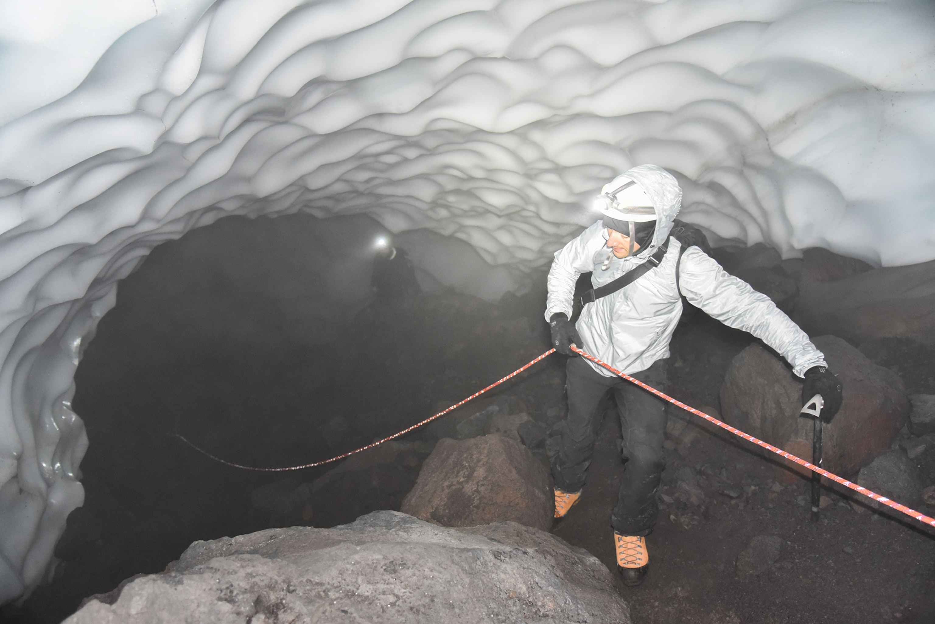 cave explorers on Mt. Rainier