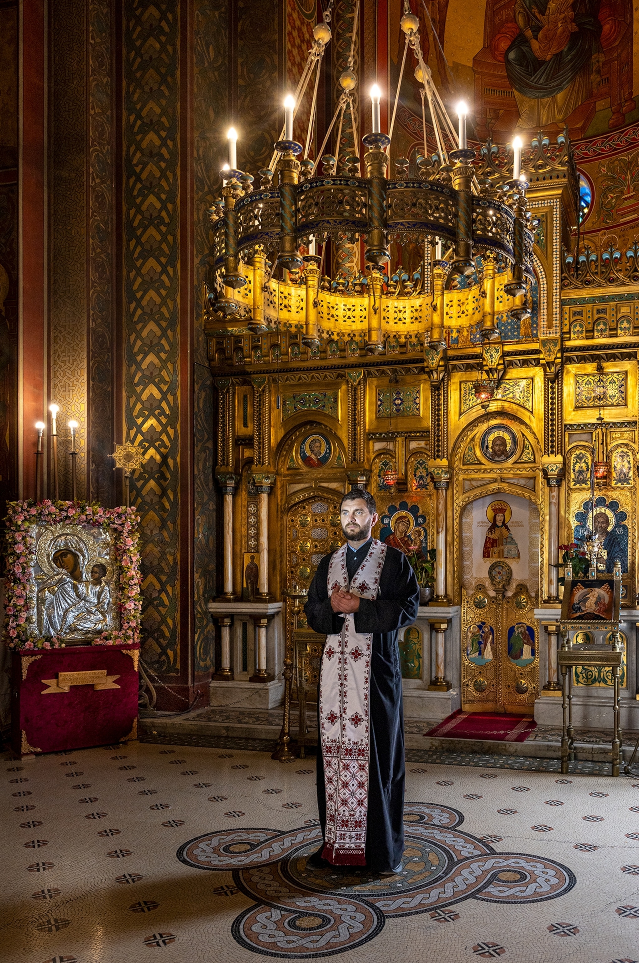 Portrait of father Paul Salomon inside the Curtea de Argeș Cathedral, built in the early 16th century, is a Romanian Orthodox cathedral situated in Curtea de Argeș, Romania.