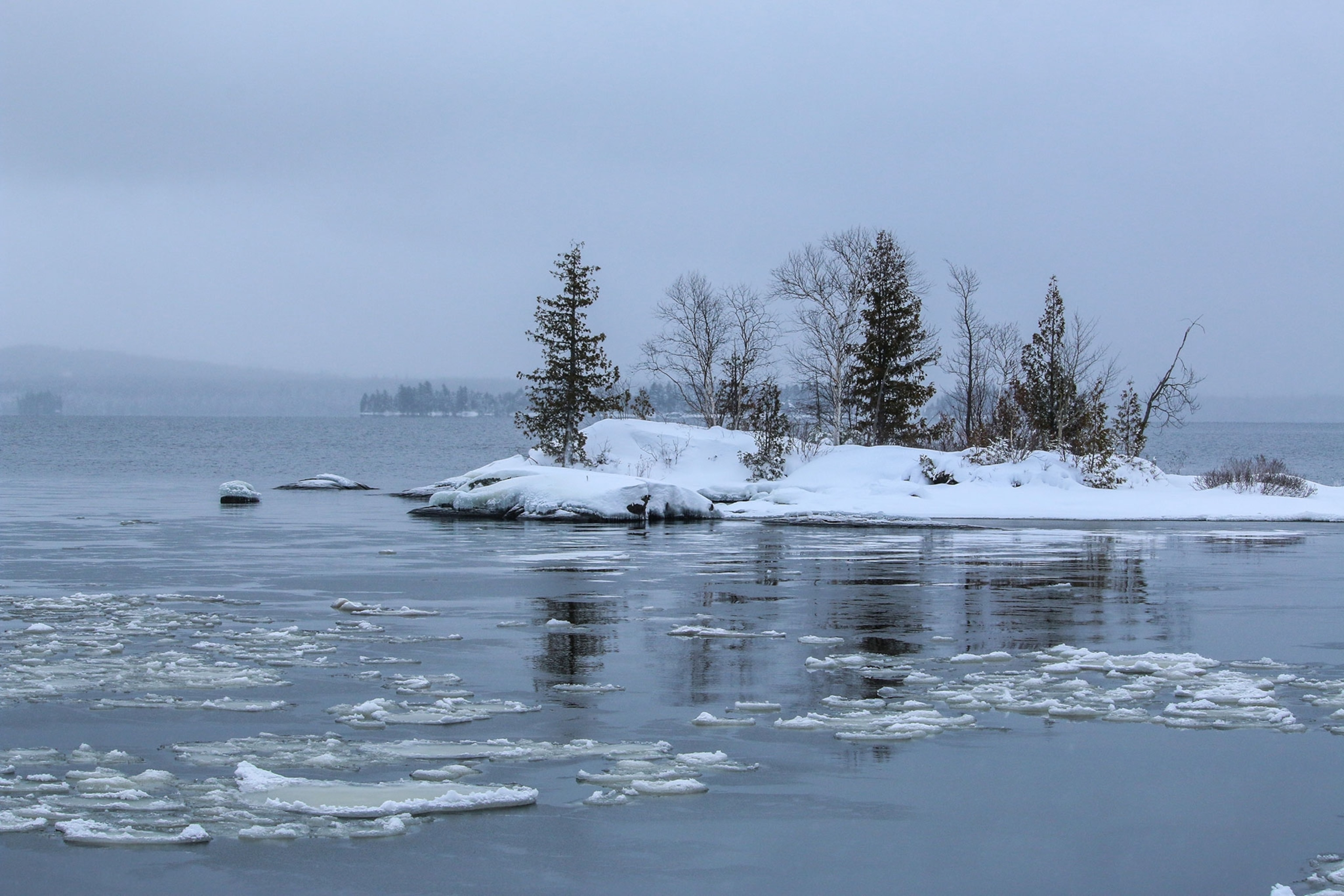 icy Moosehead Lake in Maine