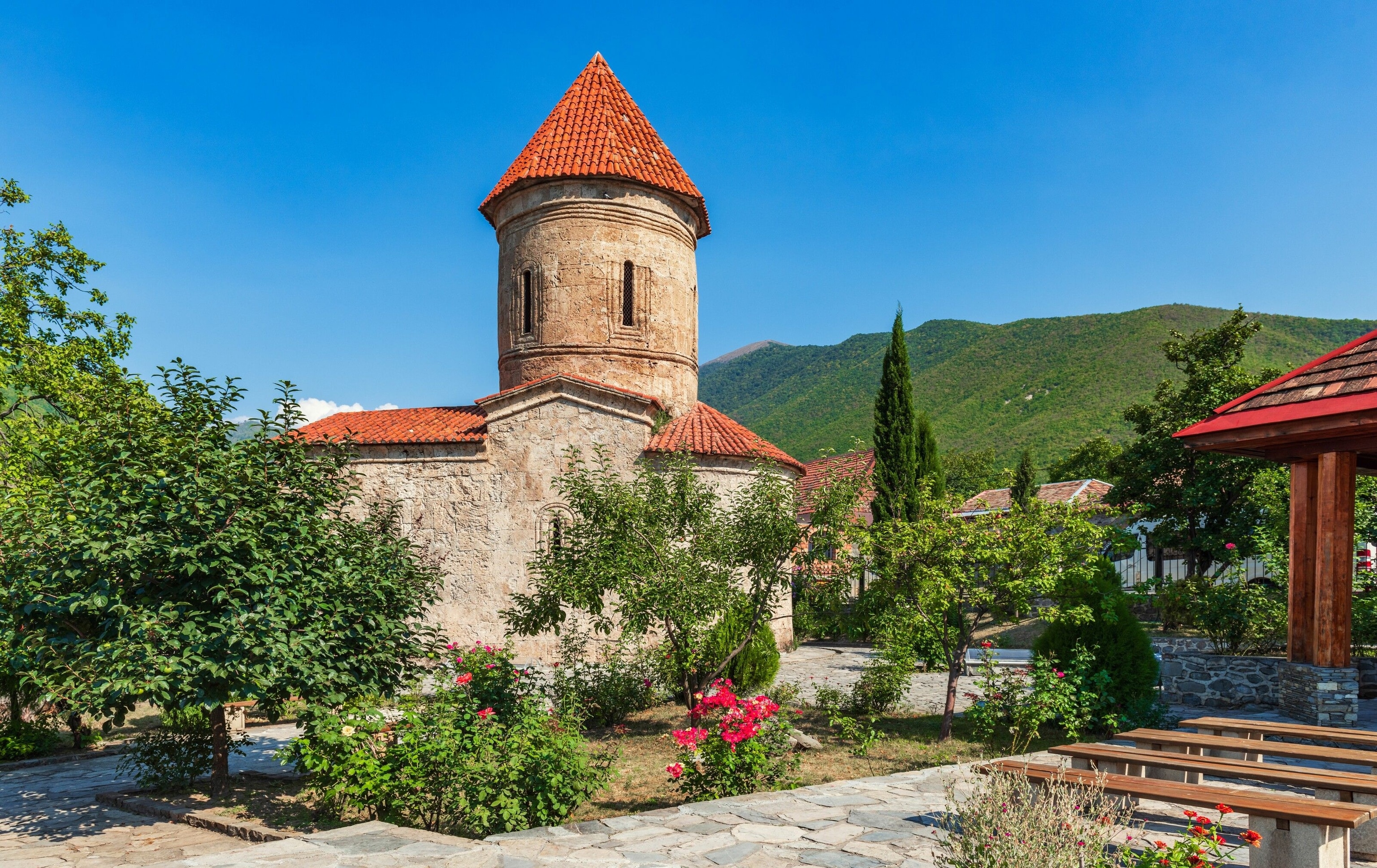 Church of Kish in Sheki. The region is home to the hearty stew dish piti.
