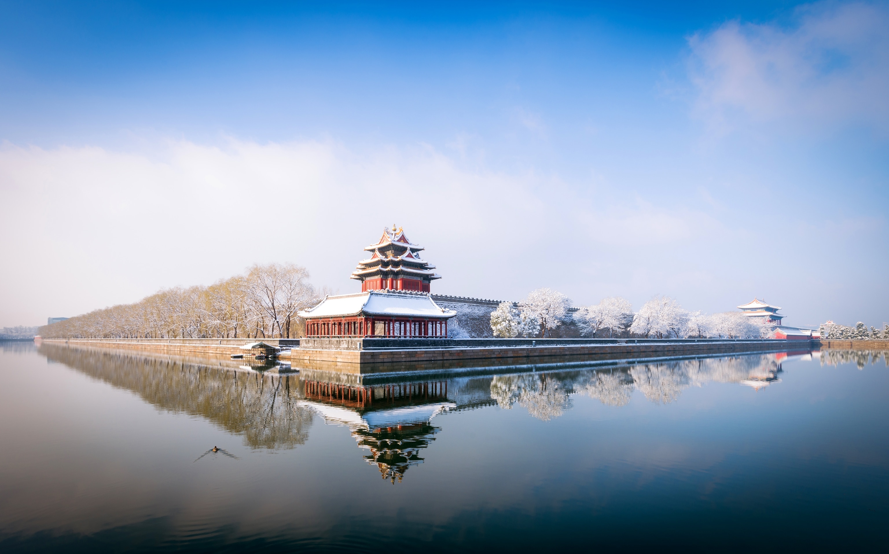 the North-East corner tower outside the Forbidden City in central Beijing, China