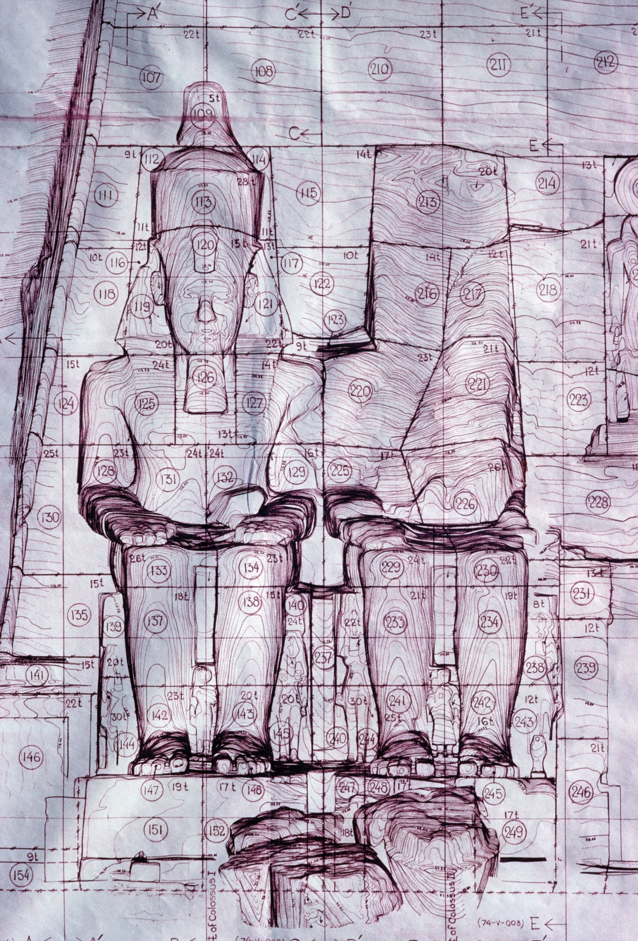 blueprints showing the numbering system for the cut stone blocks