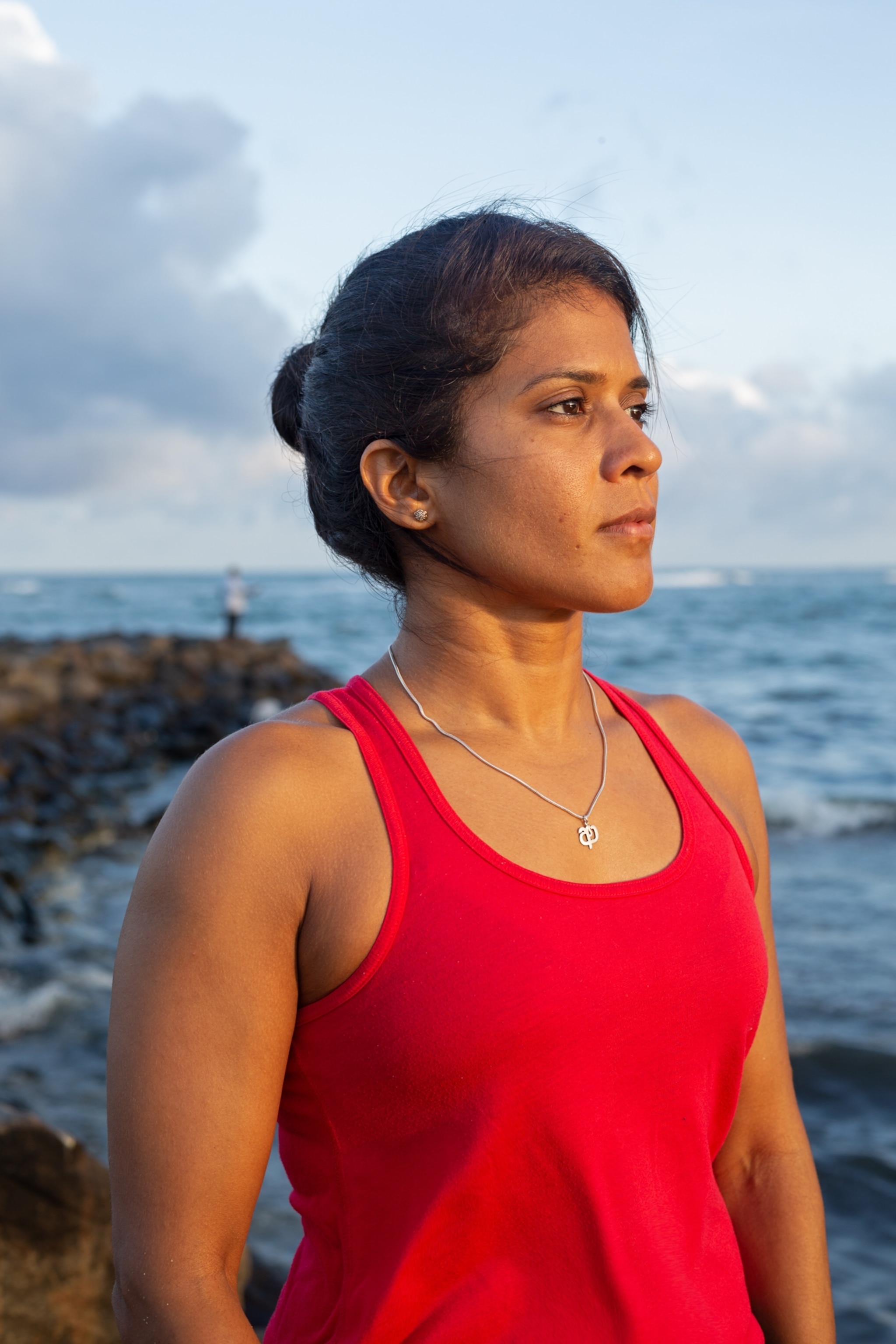Asha De Vos on the coast