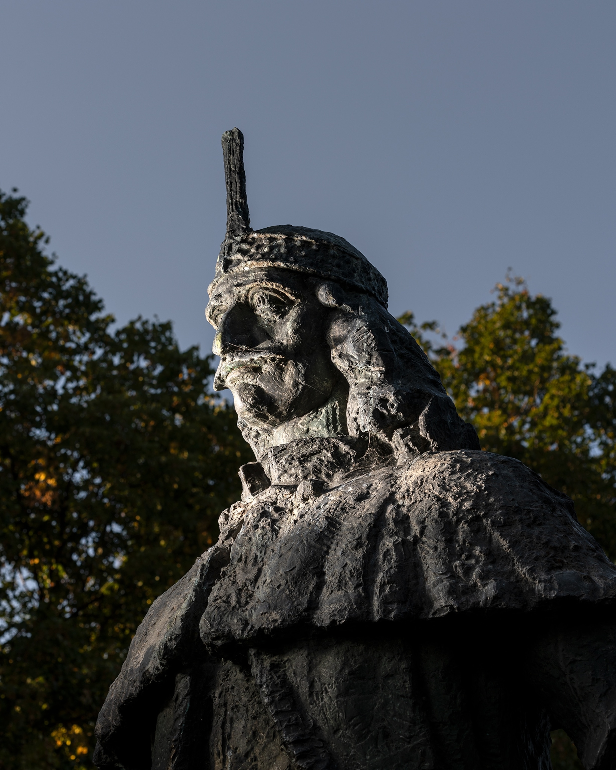 The statue of the ruler Vlad the Impaler or Vlad Draculea or Vlad Tepes,, important figure in Romania`s medieval history, located in the Chindia park.