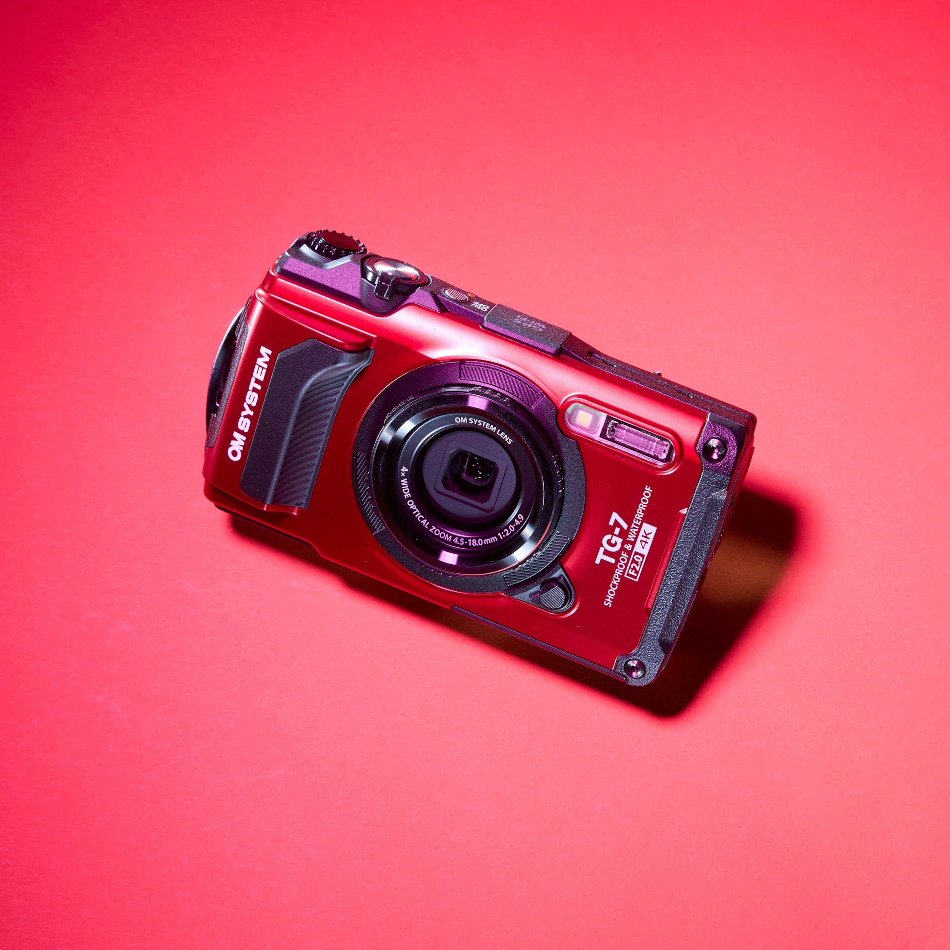 camera OM System TG7 on colorful background