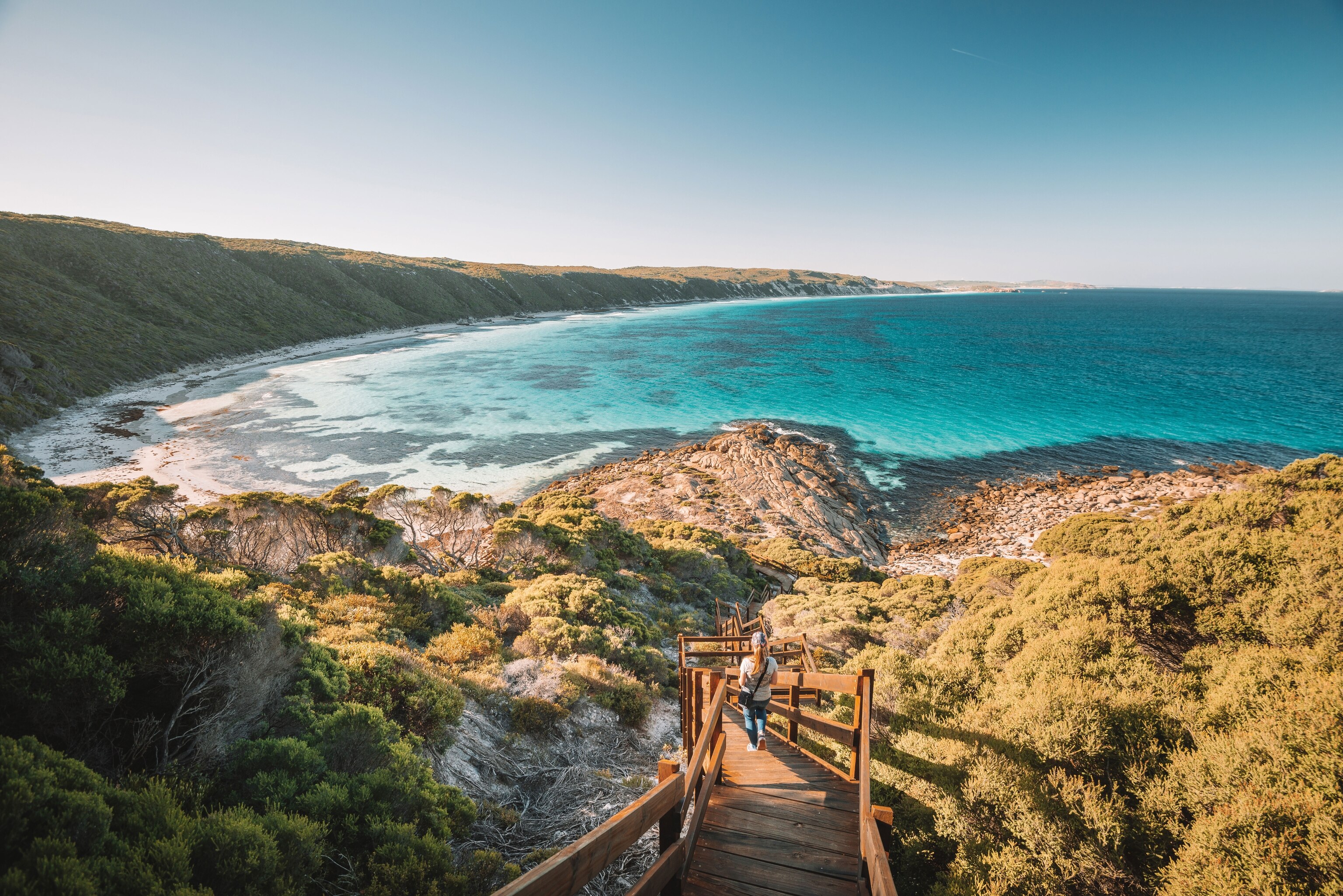 shot of the coast and surrounding hills