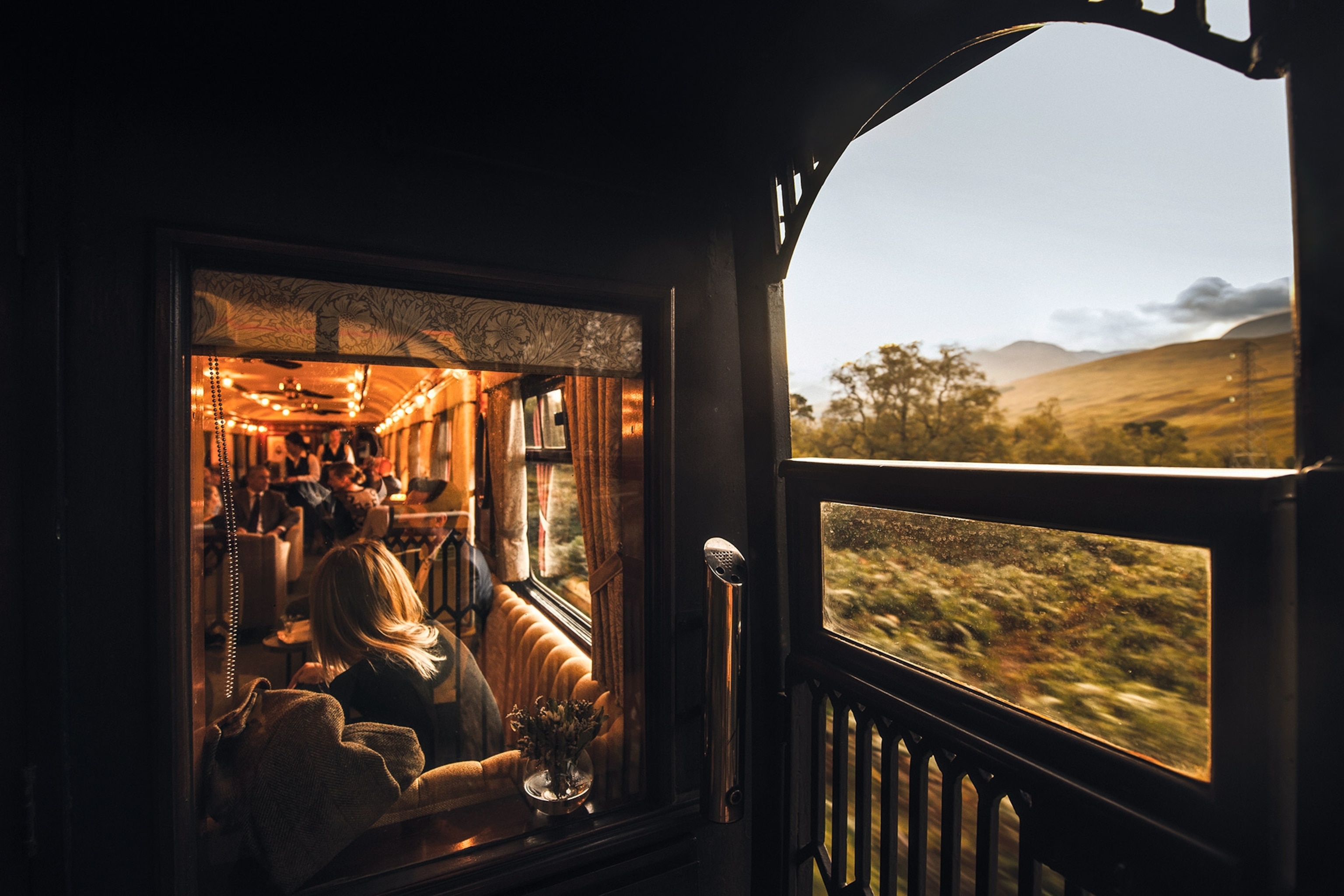 A view from inside the Royal Scotsman as it drives through the Highlands