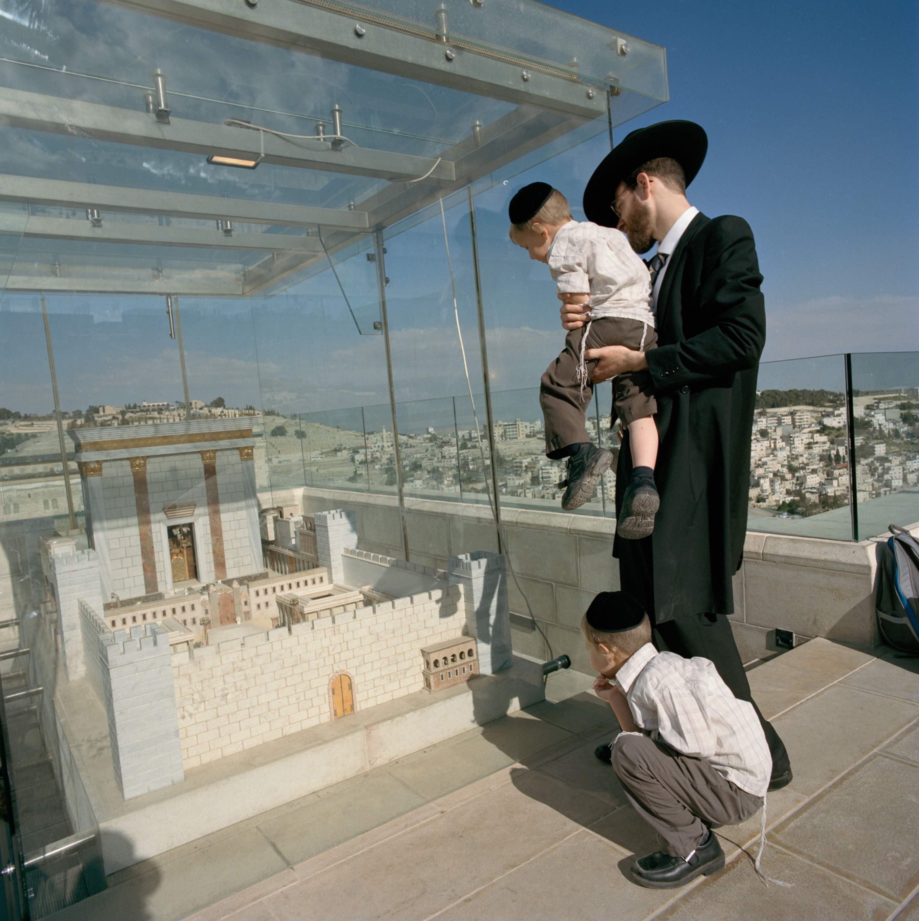 a father and his children in Israel