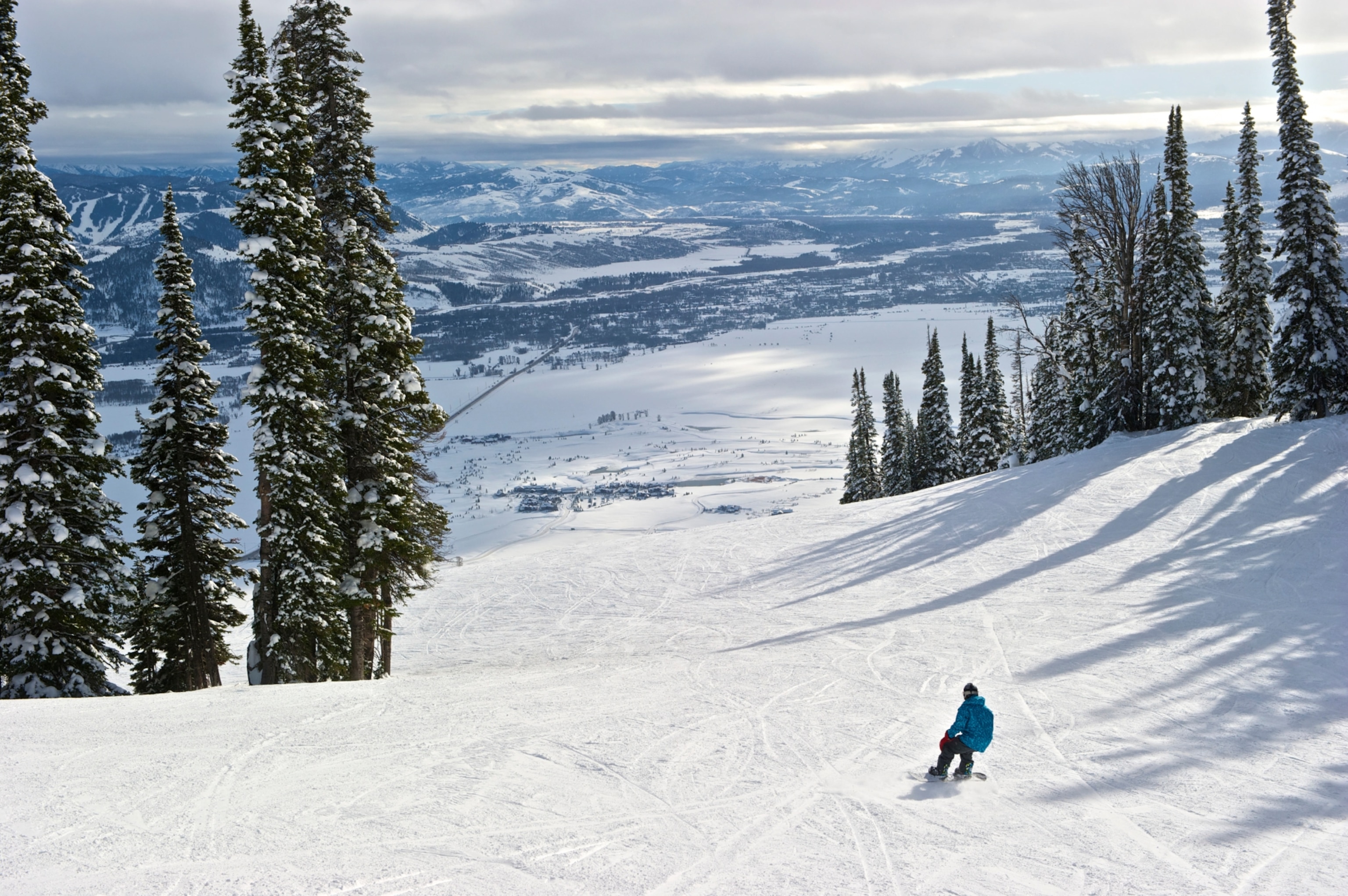 A snowboarder at Jackson Hole Ski Resort