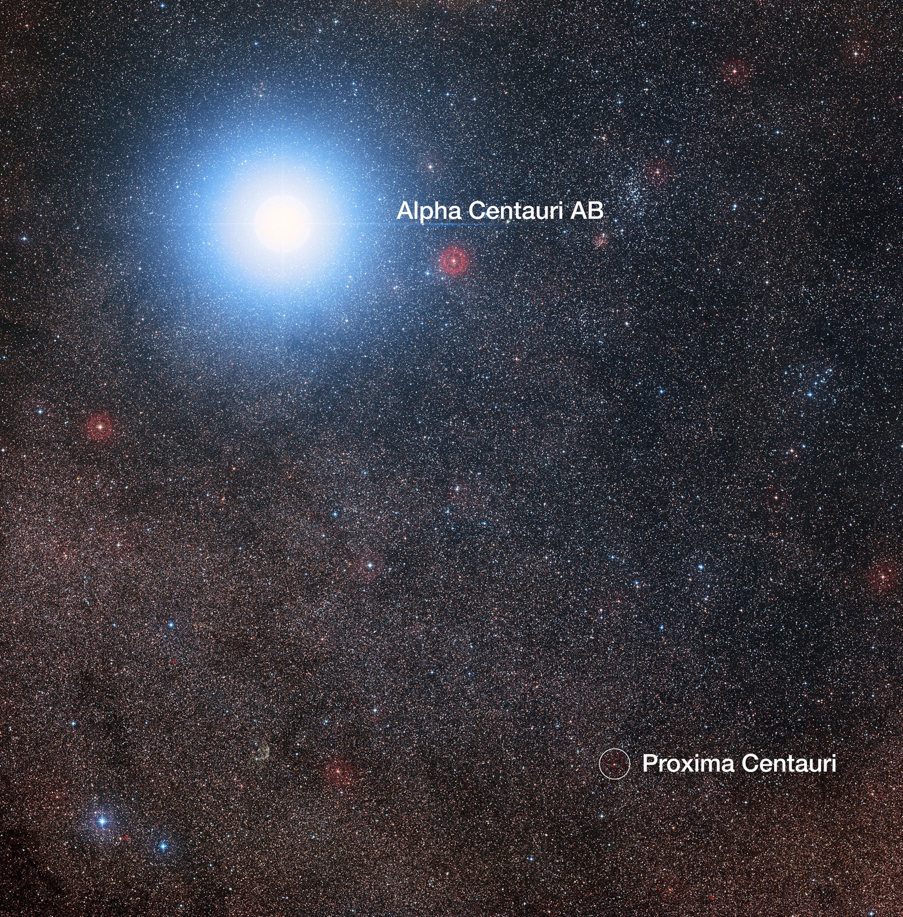 the sky around Alpha Centauri and Proxima Centauri