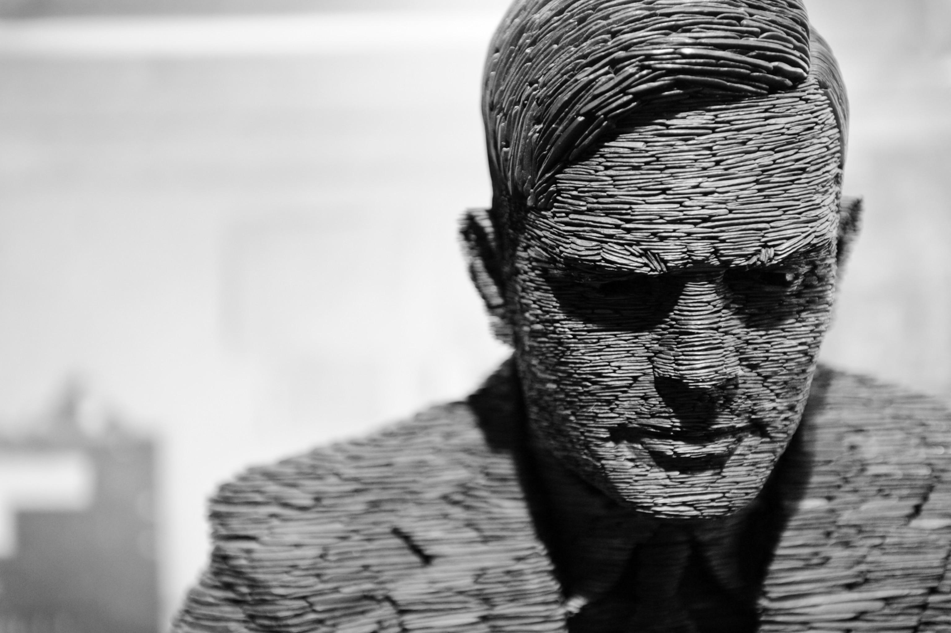 A slate sculpture of Alan Turing.