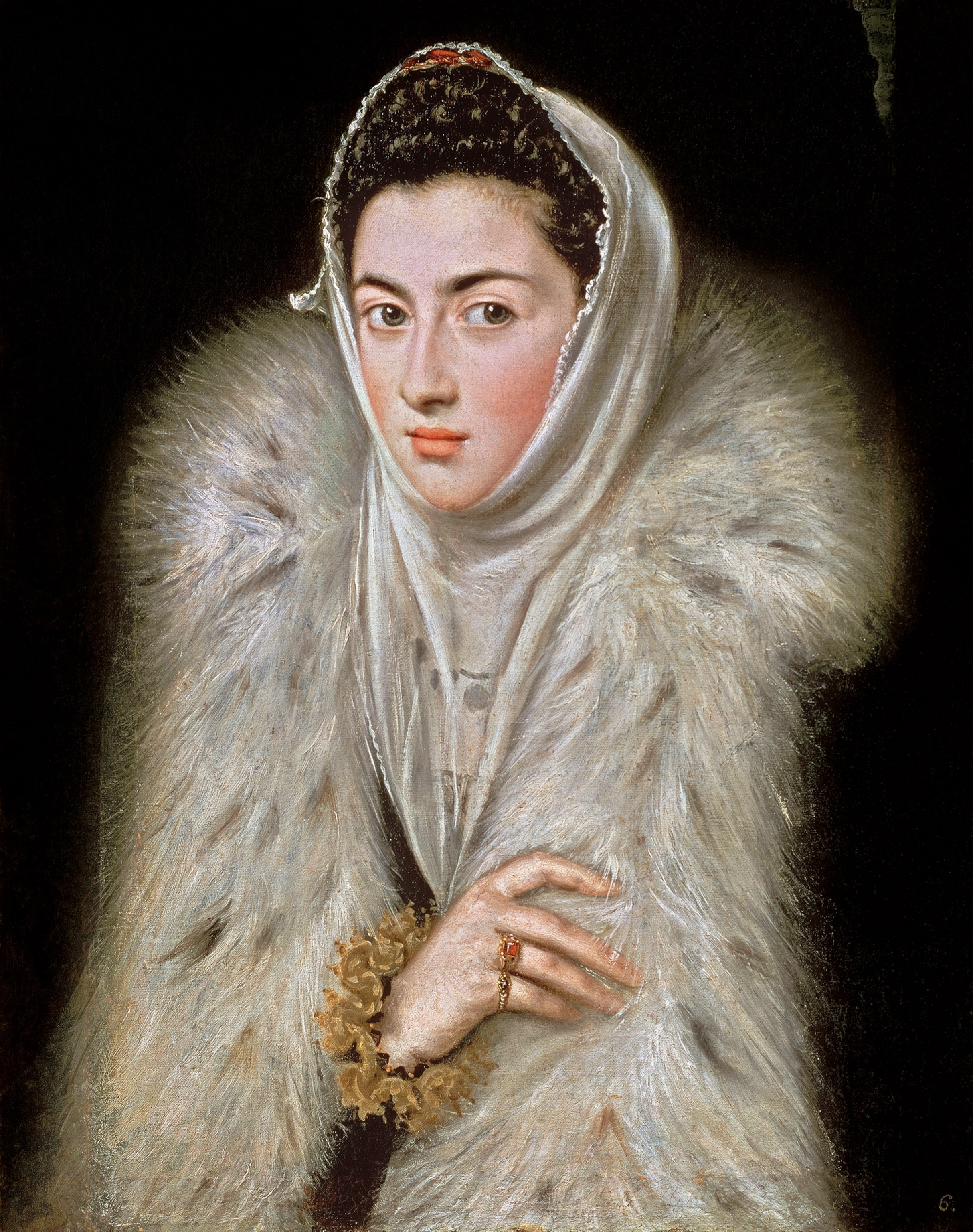 "Lady in a Fur Wrap," attributed to Sofonsiba Aguissola and Alonso Sánchez Coello, is dated circa 1577-79.
