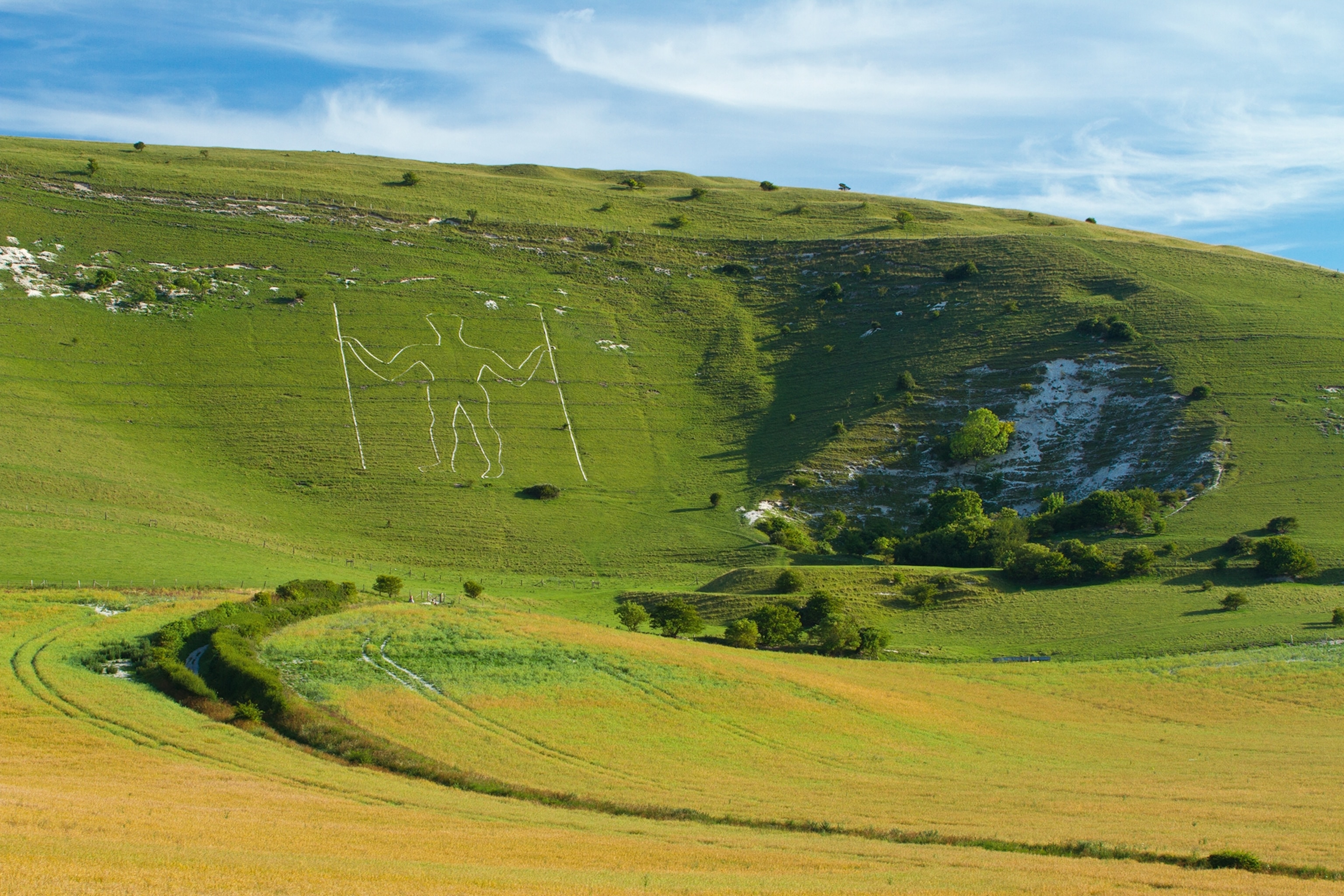 Figure of a man carved into a chalk hillside