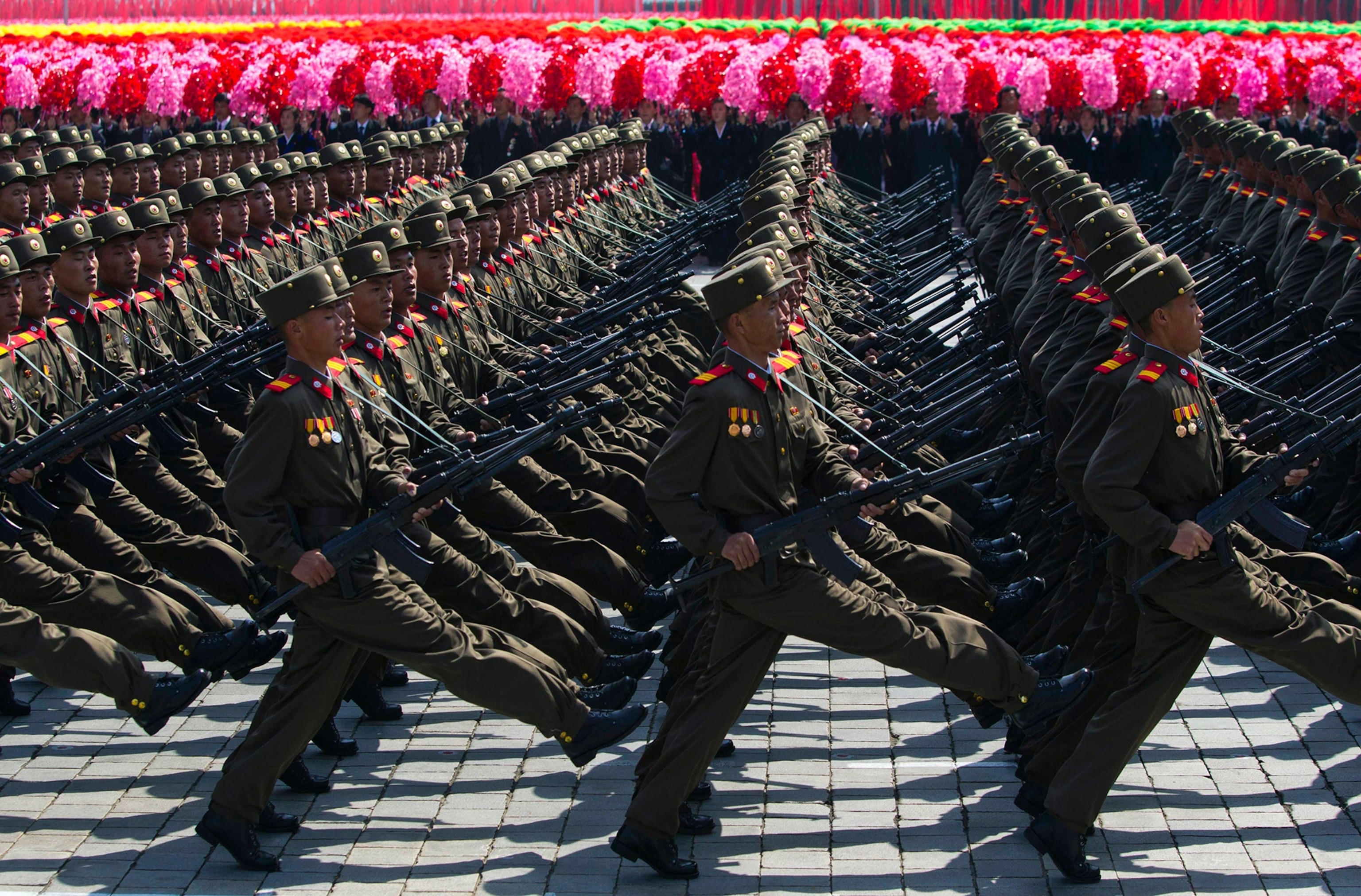 North Korean soldiers marching in a parade