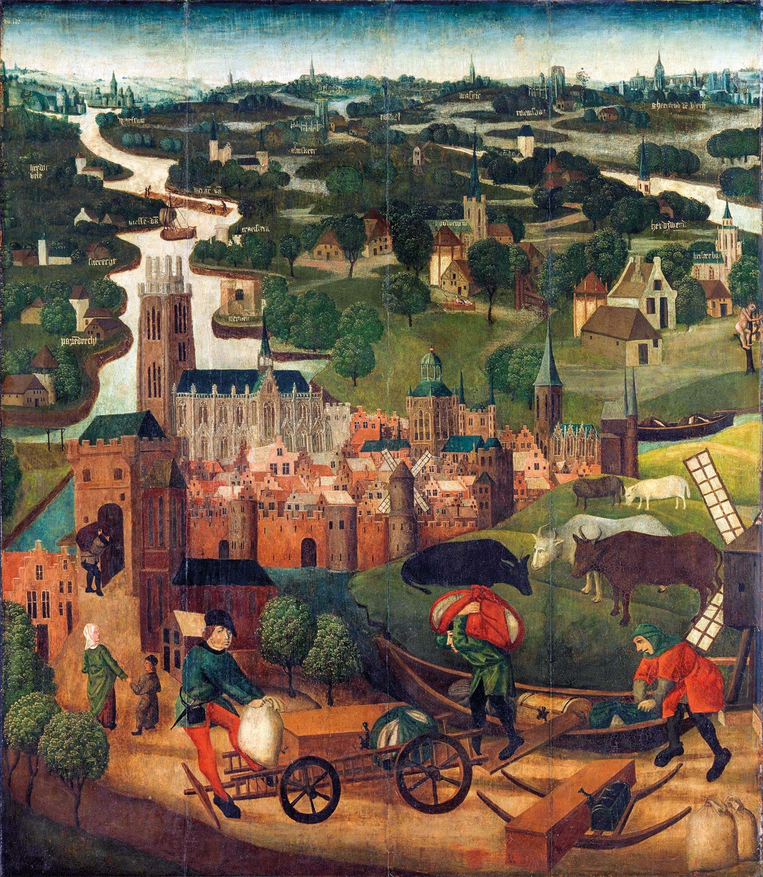 Cathedrals could sit partially unfinished for decades, as shown in a painting of 15th-century Dordrecht, Netherlands.