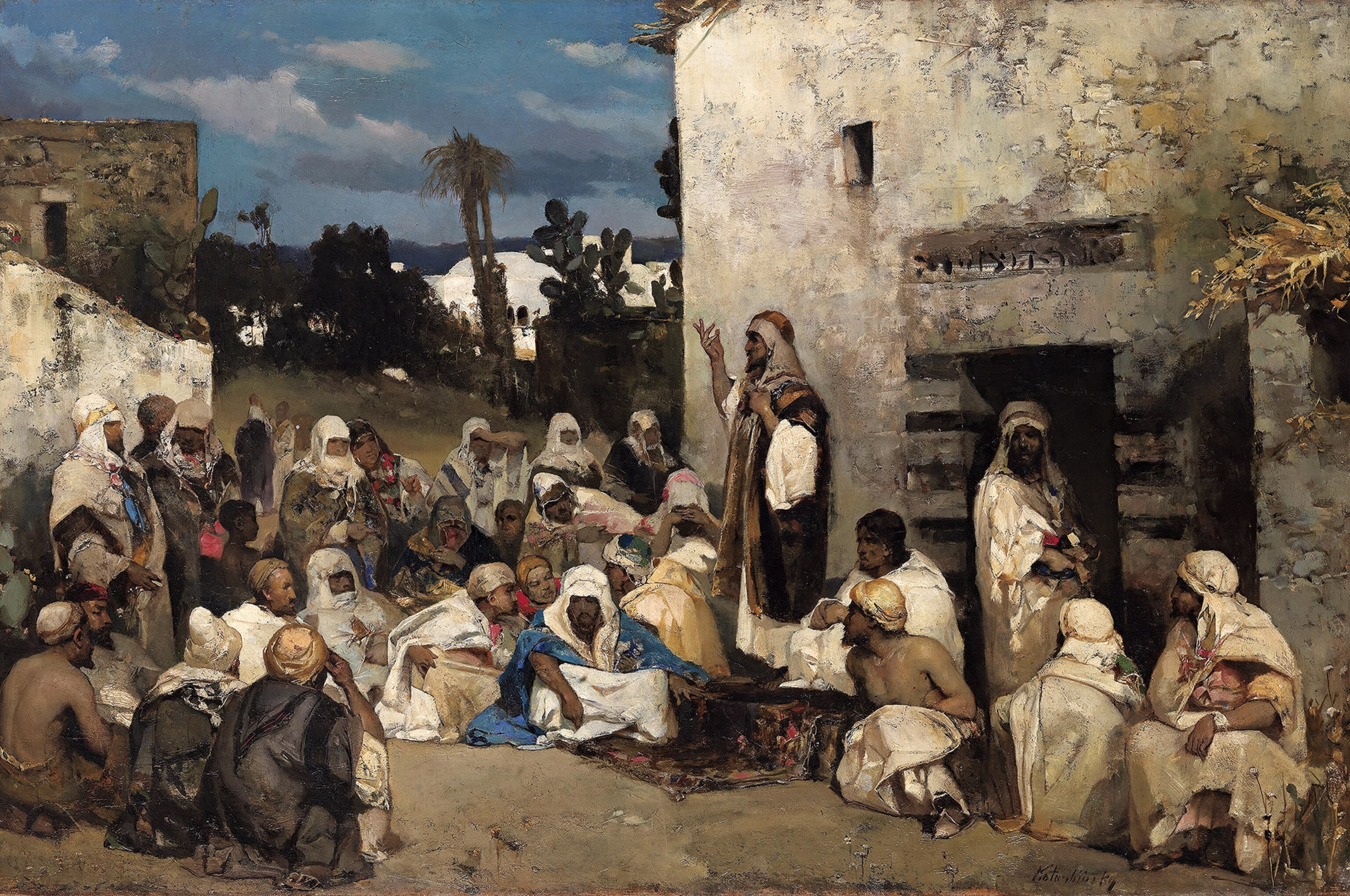 “The Sermon at Capernaum” is the work of the artist Vasili Kotarbiński.