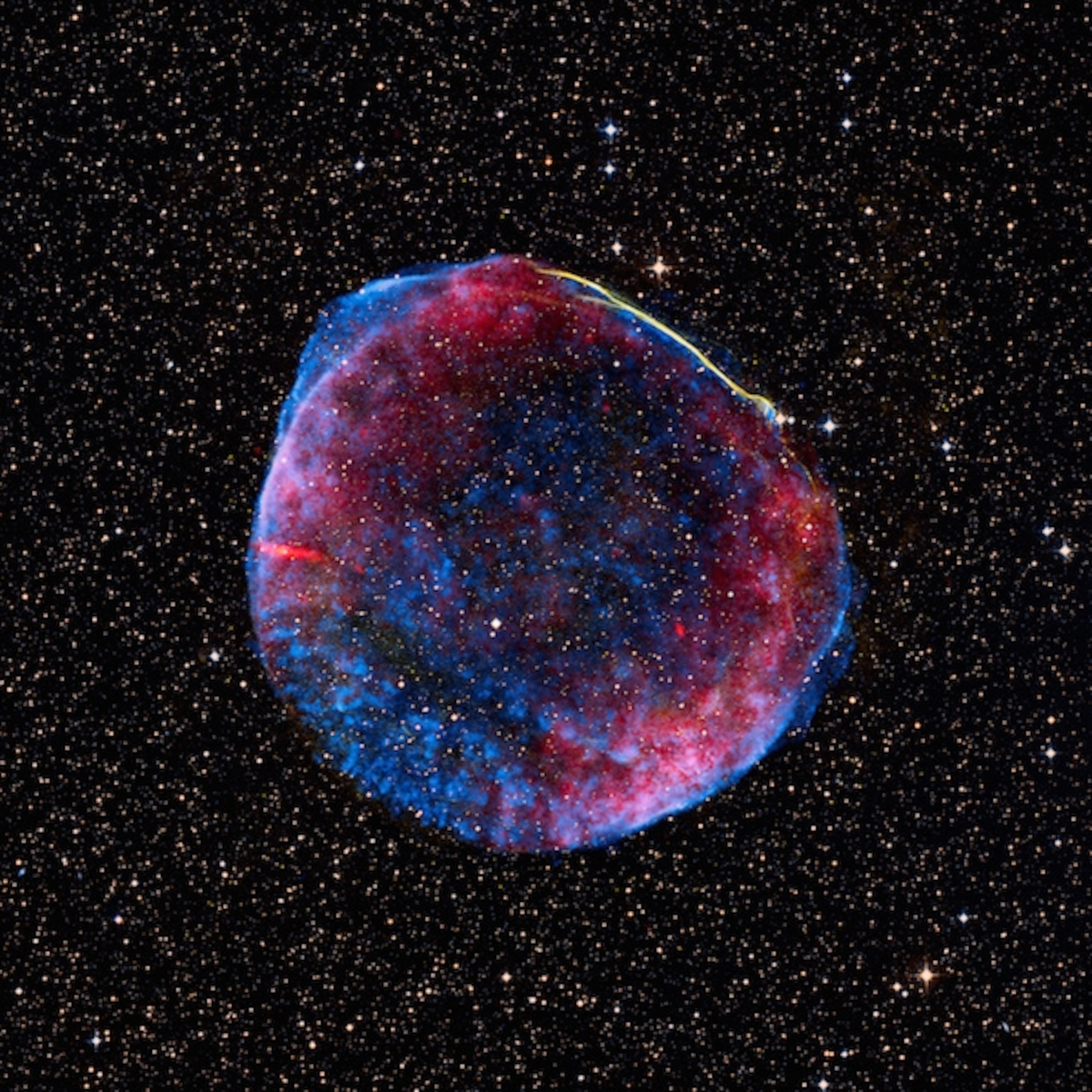 The remnant of a type 1a supernova that exploded in the year 1006. (NASA/CXC/et al. Click for full credit.