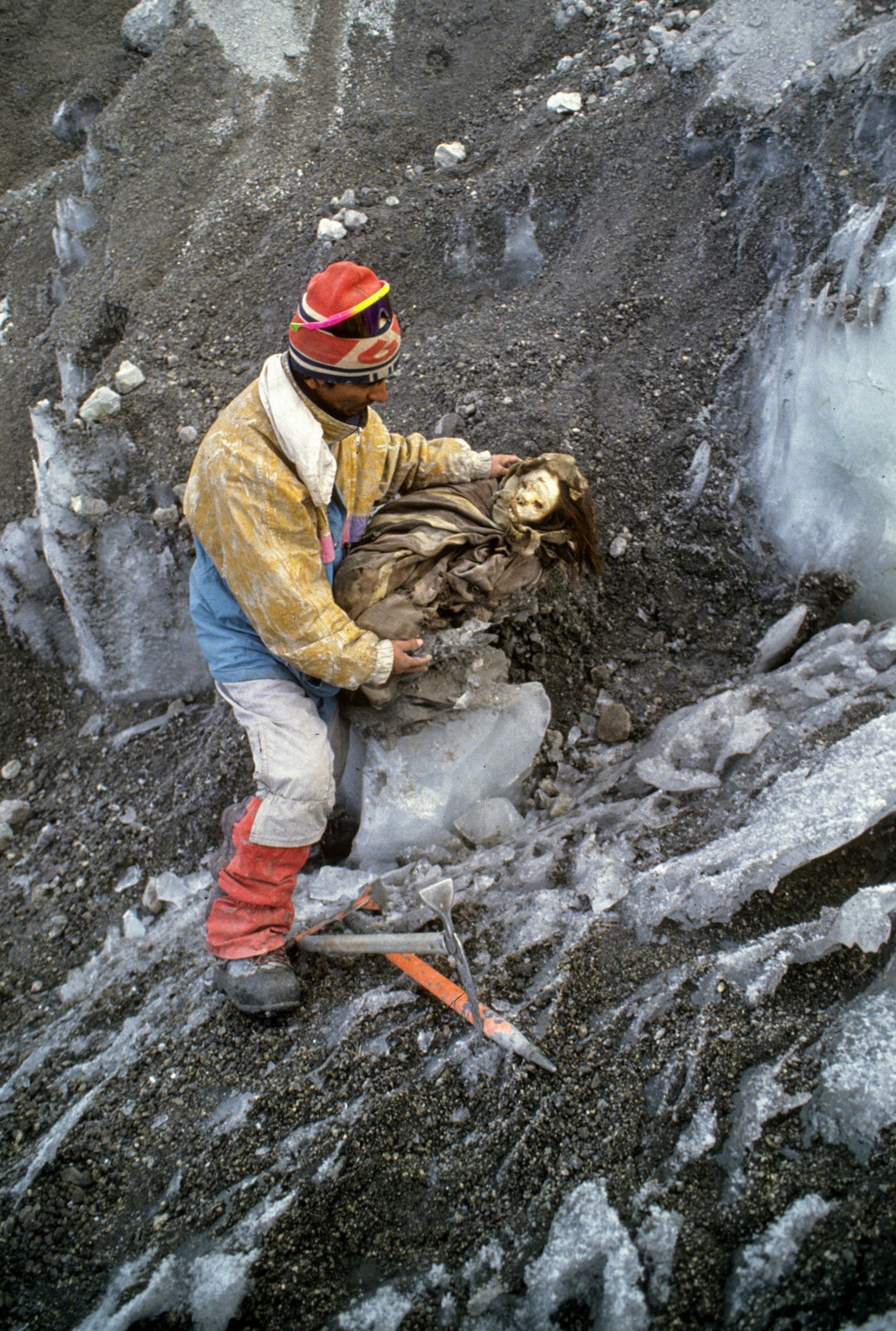 a man holding the ice maiden