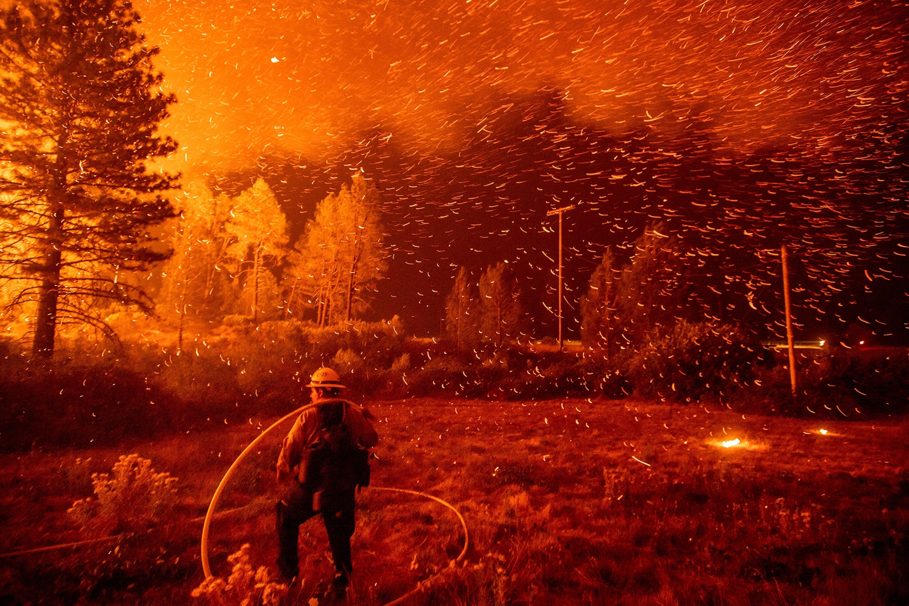 the Delta Fire burns in the Shasta-Trinity National Forest, Calif.