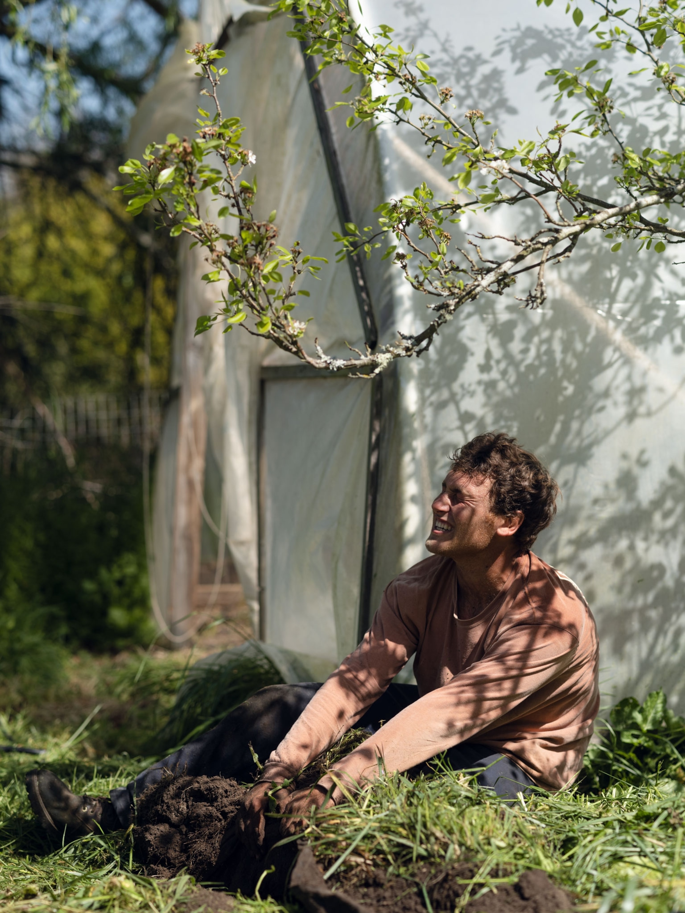 Boden Cunningham sits in the soil.