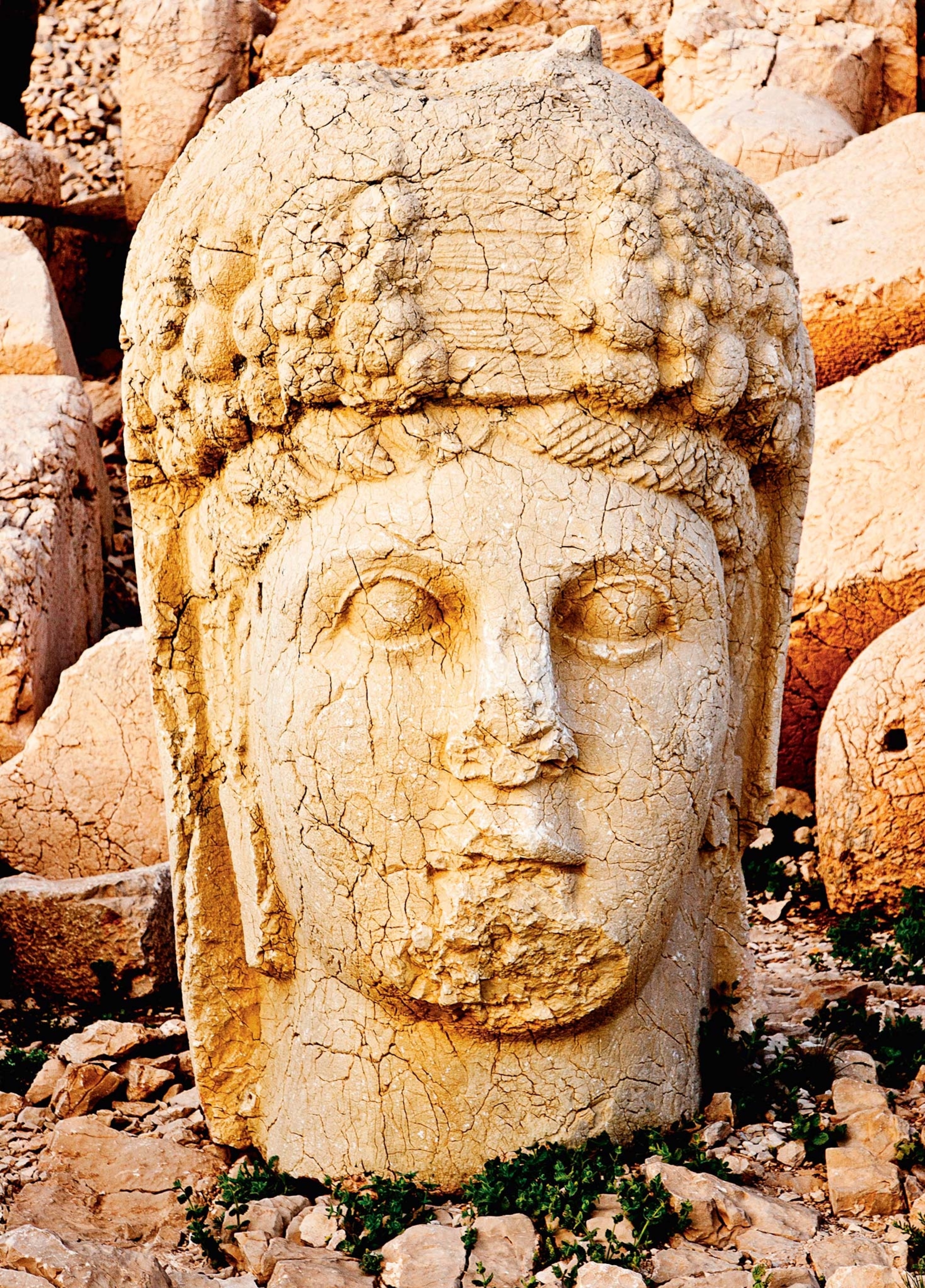A colossal stone head of the goddess Commagene