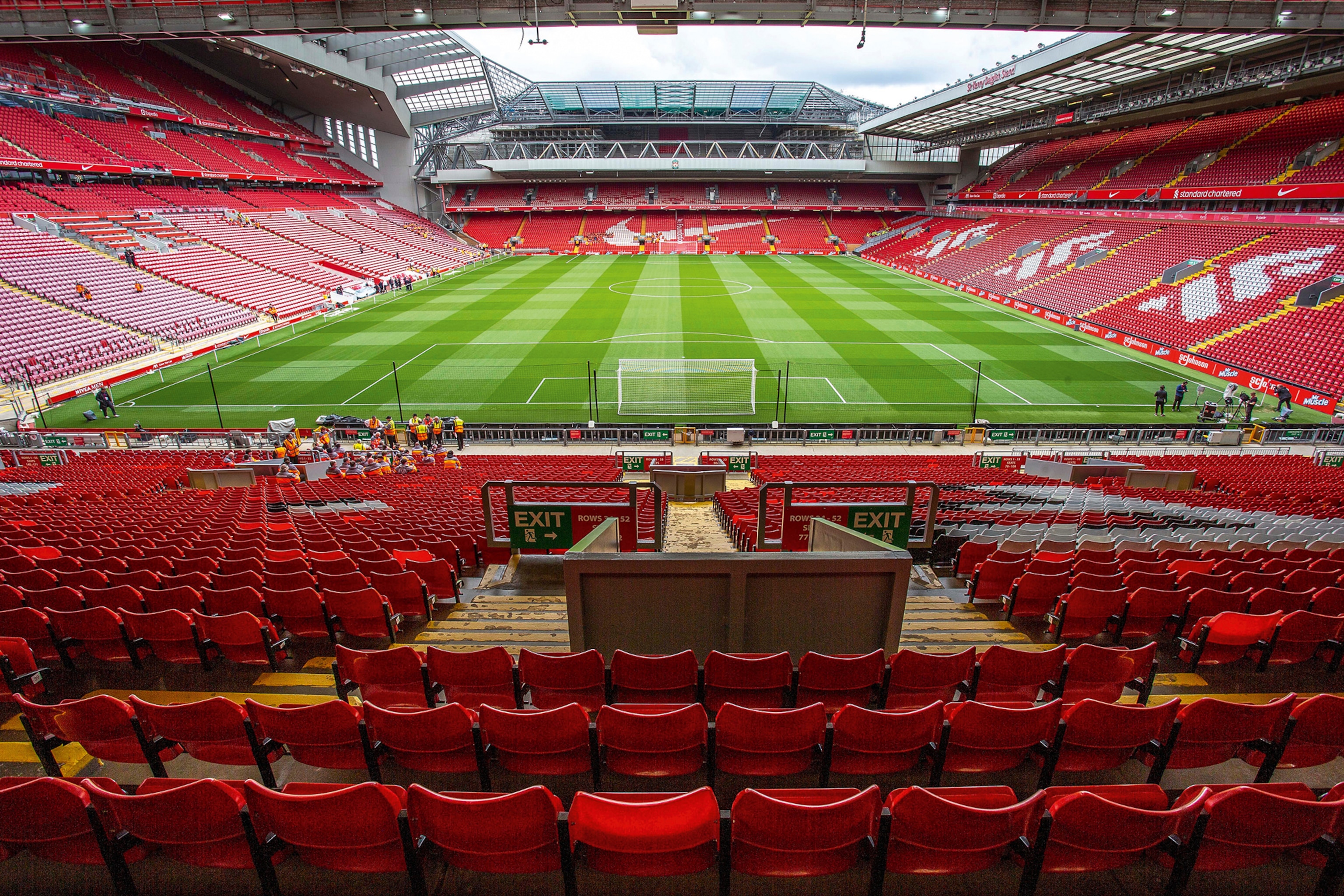 A view of Anfield football stadium, the home of Liverpool FC.