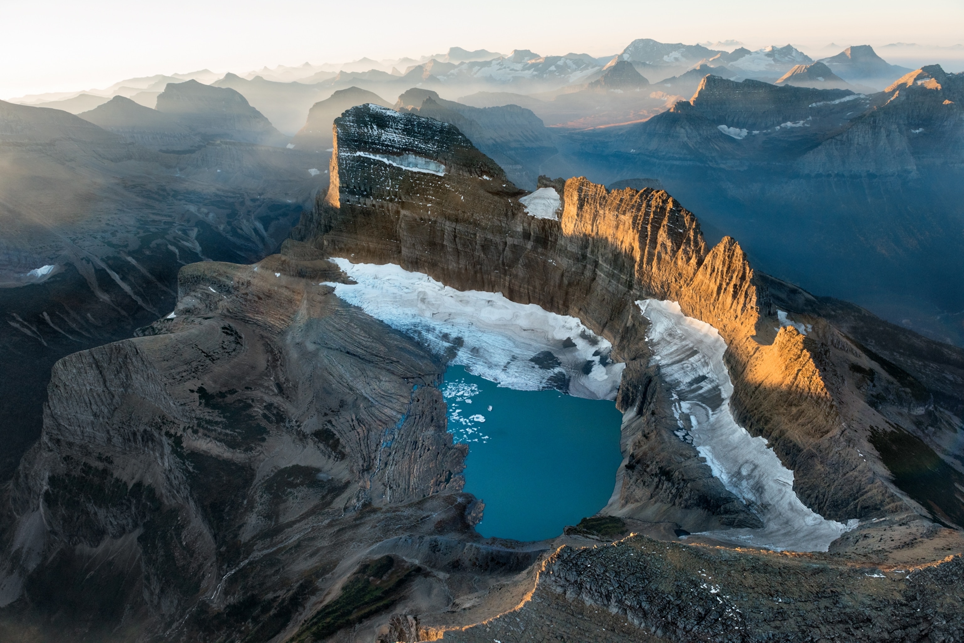 sunlight shining on the Garden Wall, Glacier National Park, Montana