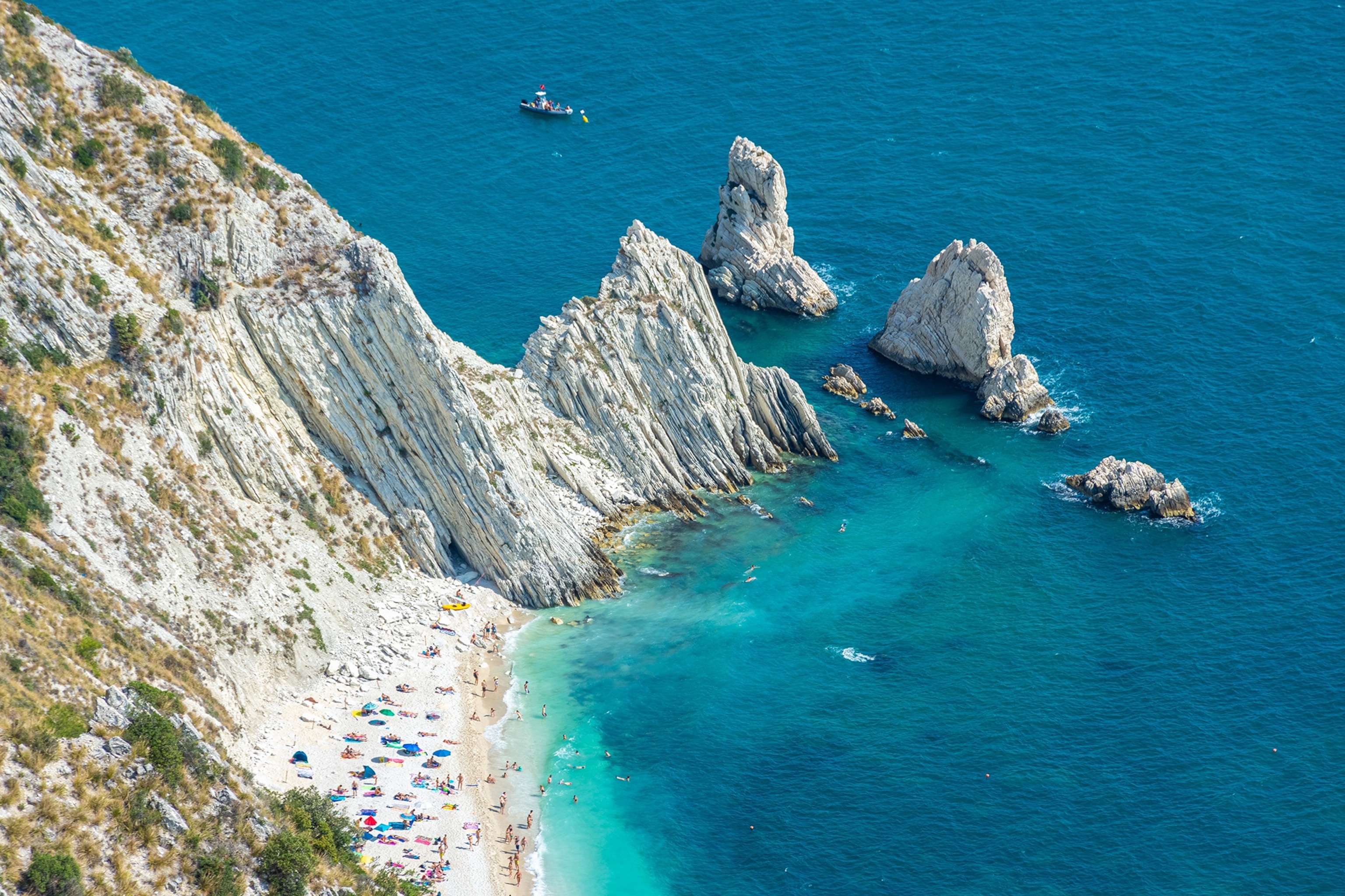 Due Sorelle Beach in Conero Mount, Marche, Italy.