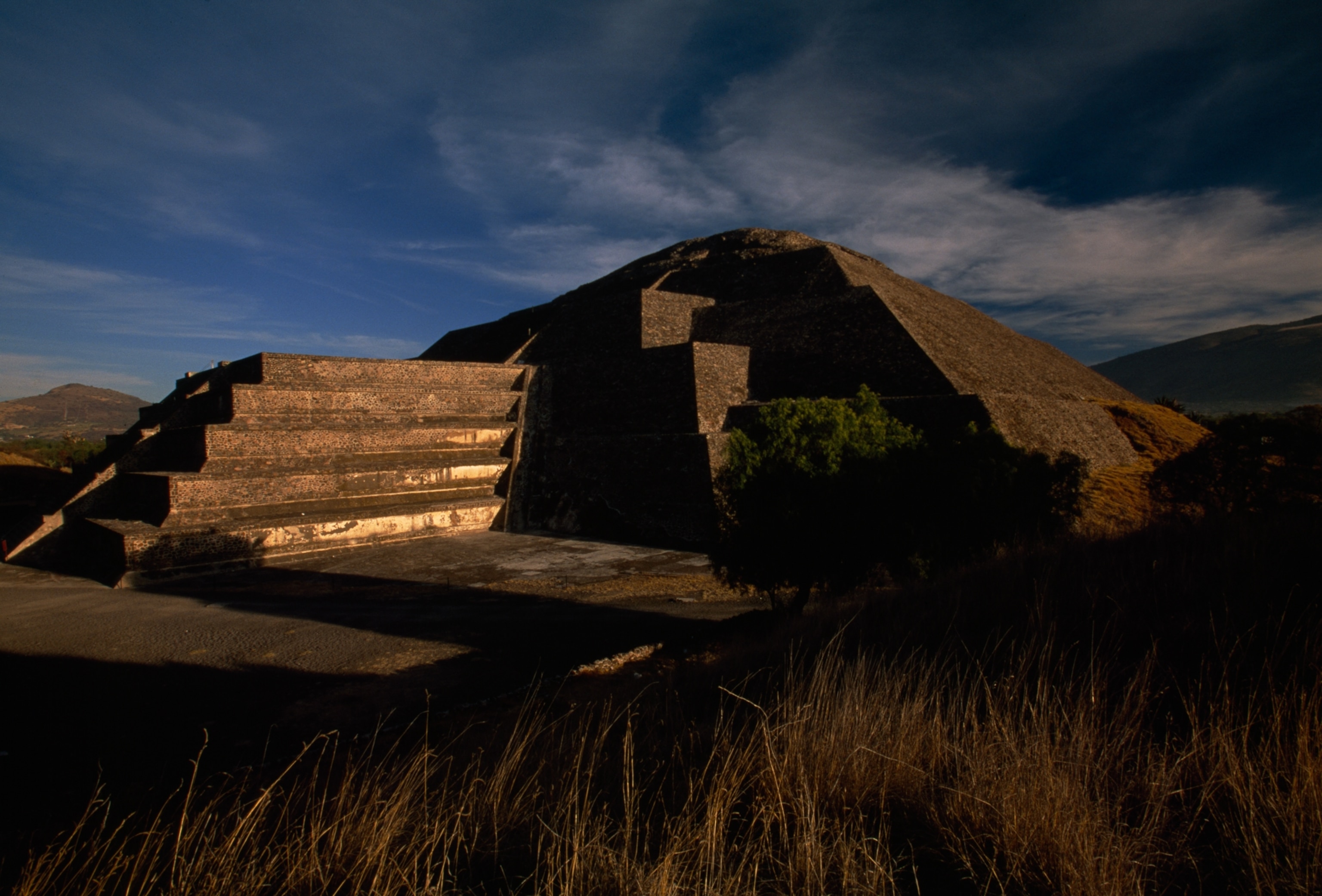 The Pyramid of the Moon lit by the setting sun