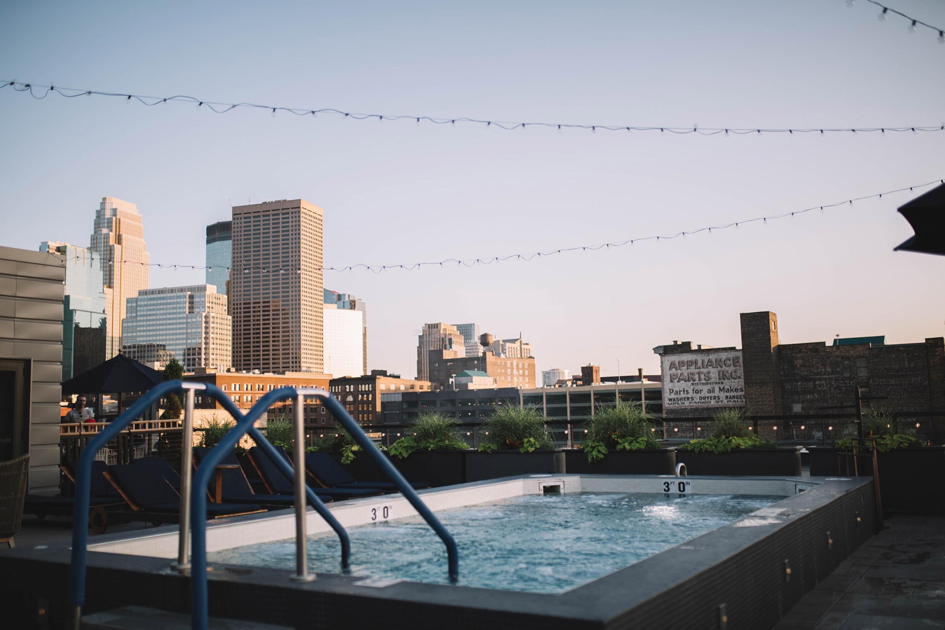 the pool on the rooftop of the Hewing Hotel in Minneapolis, Minnesota