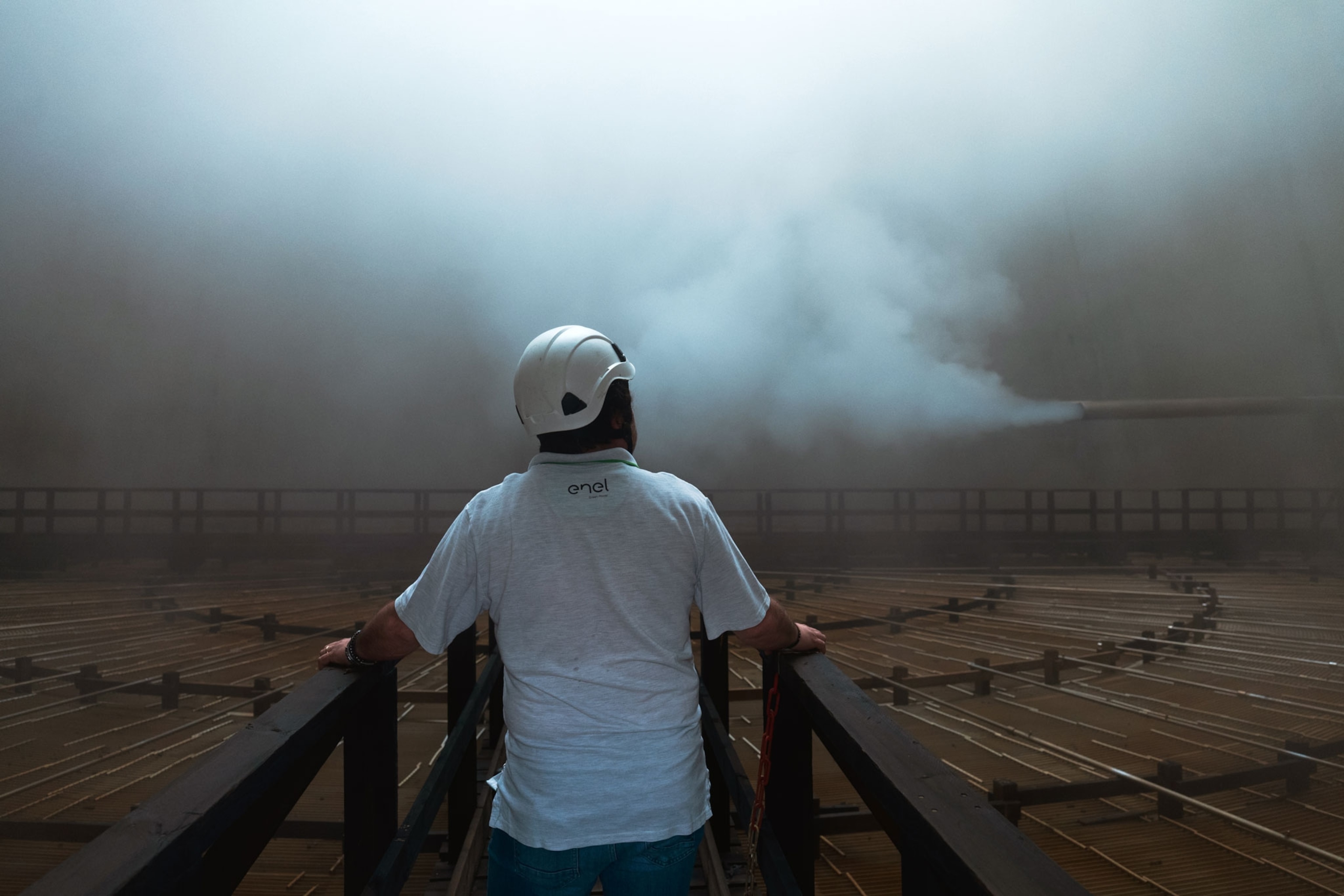 a worker at the geothermal plant