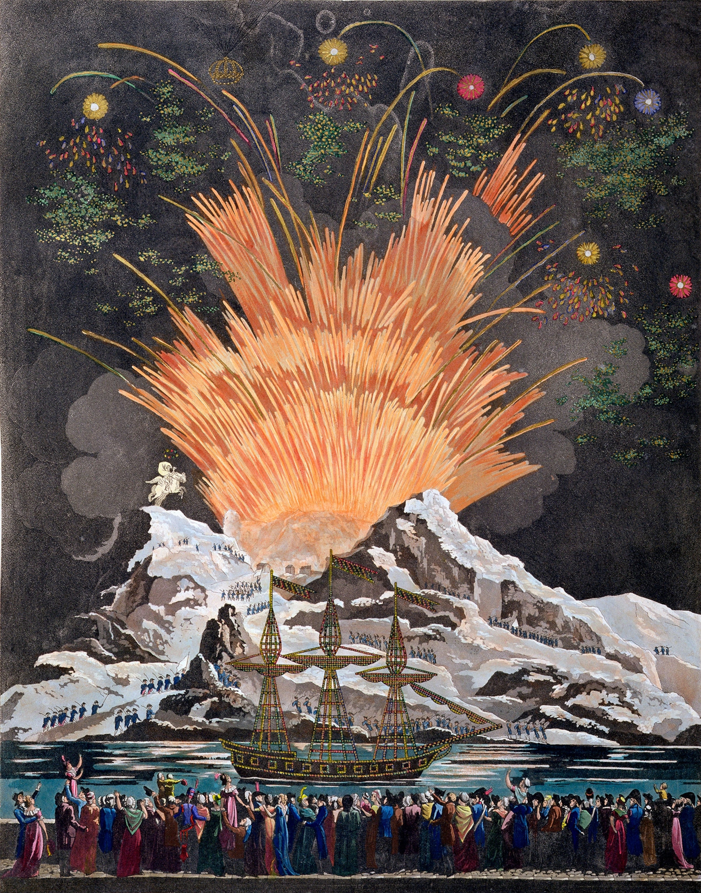 An illustration of fireworks in Paris