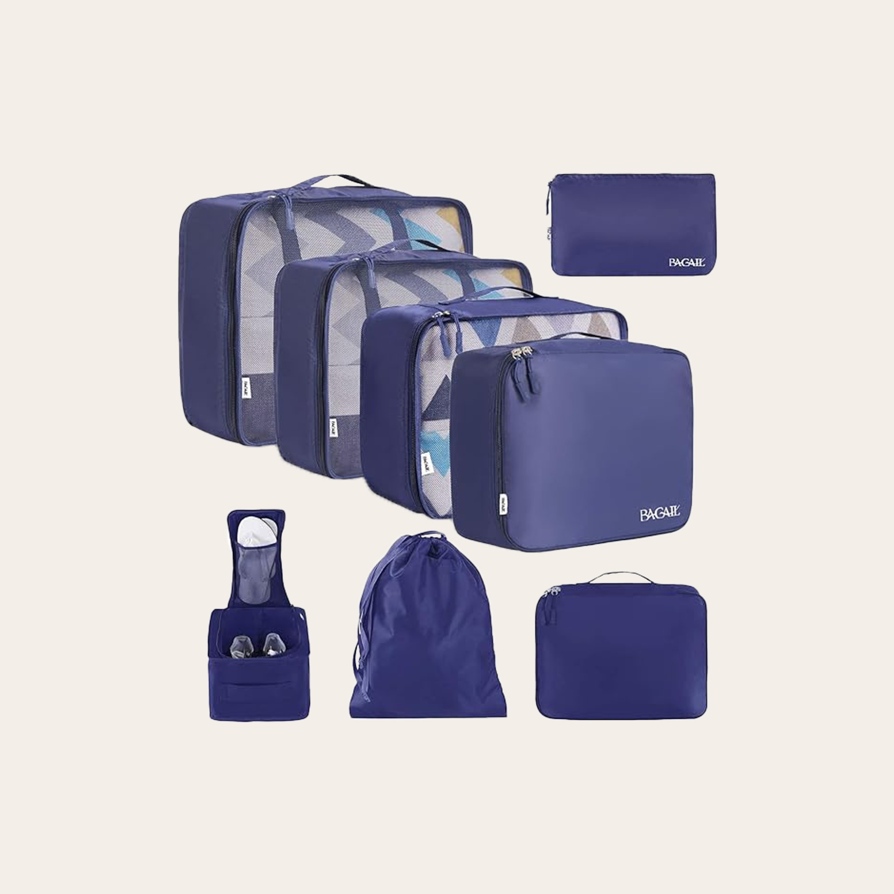 BAGAIL 8 Set Packing Cubes in blue.
