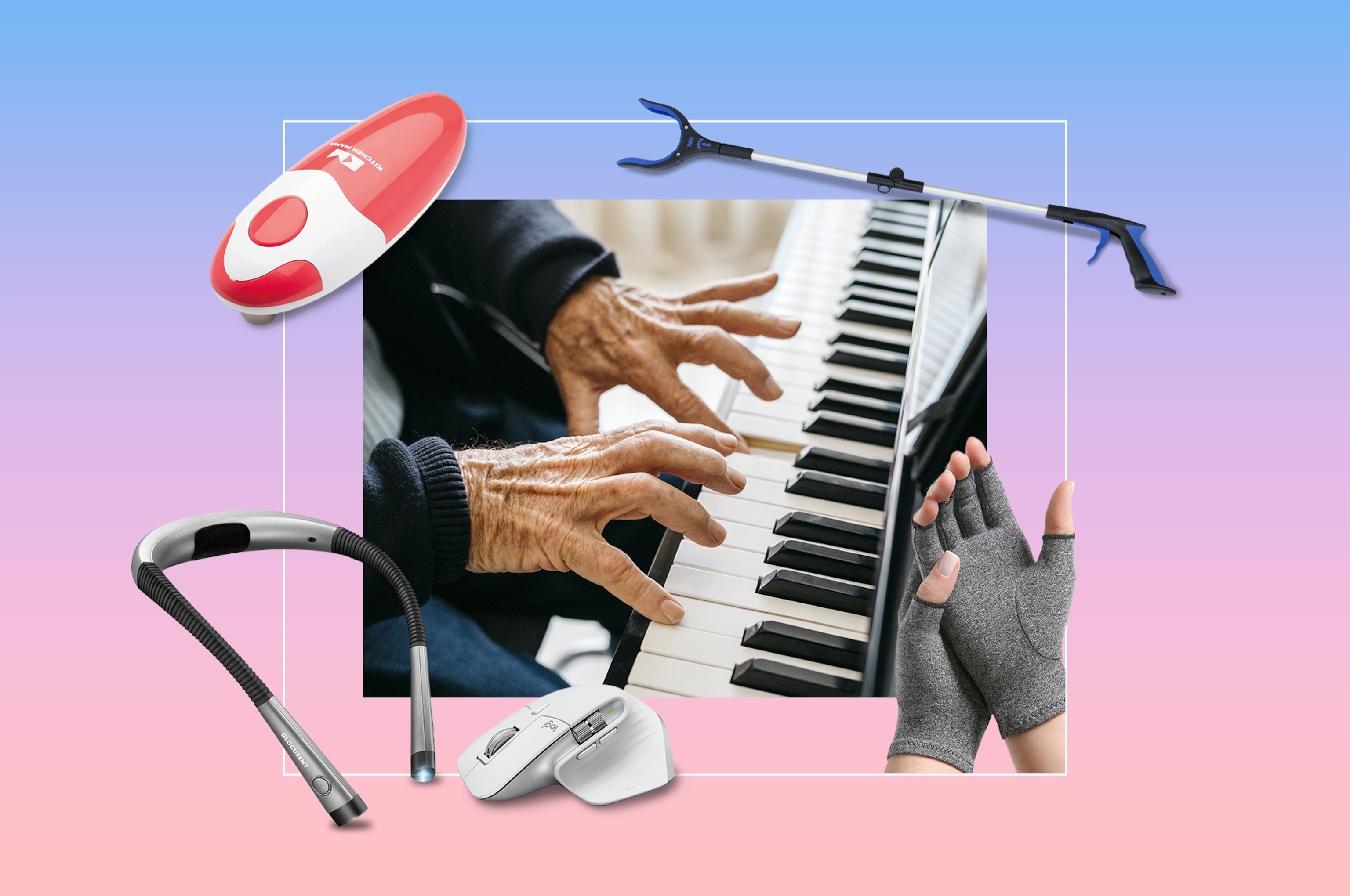 Close-up of hands playing a piano.