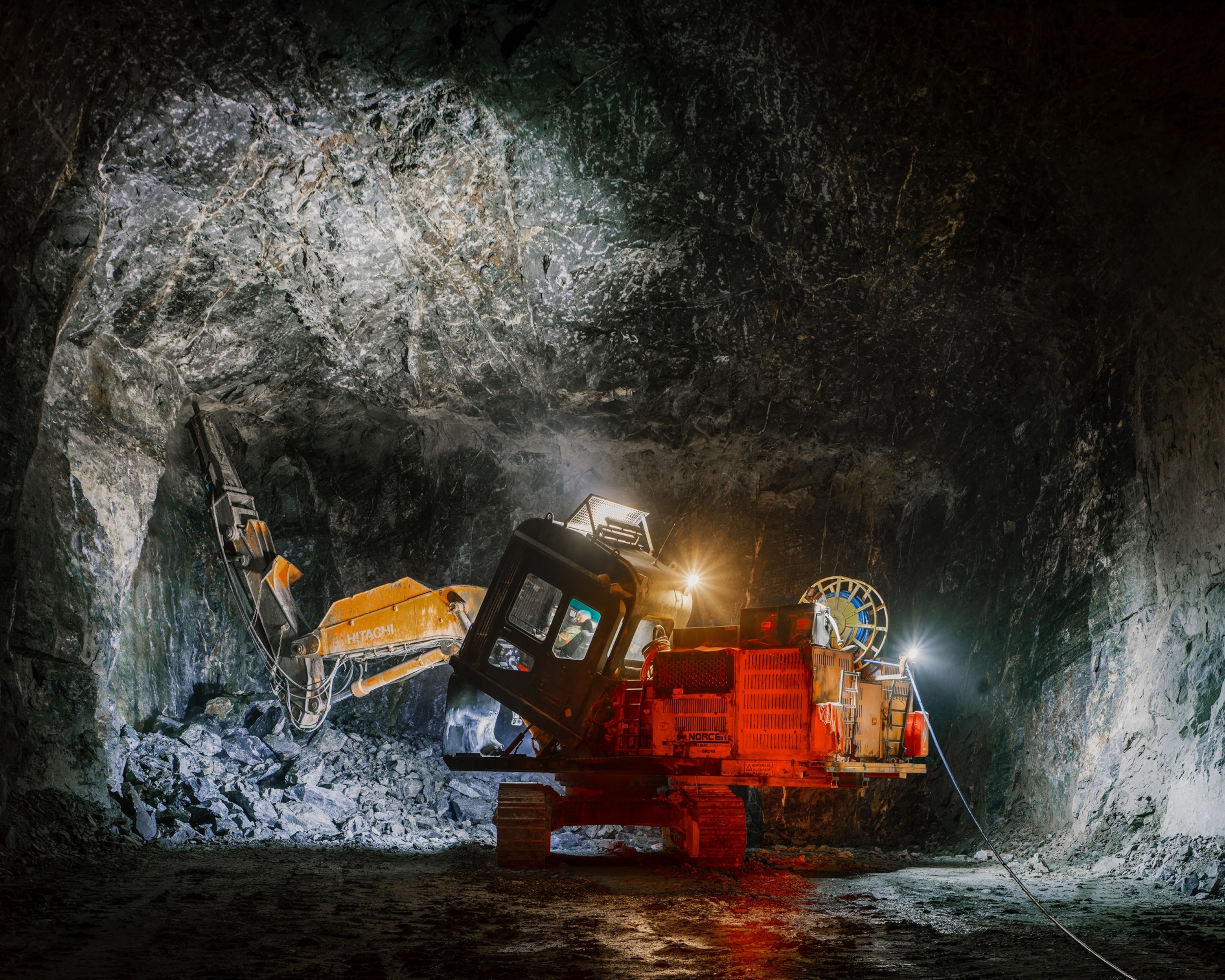 Drilling operations inside the mine.