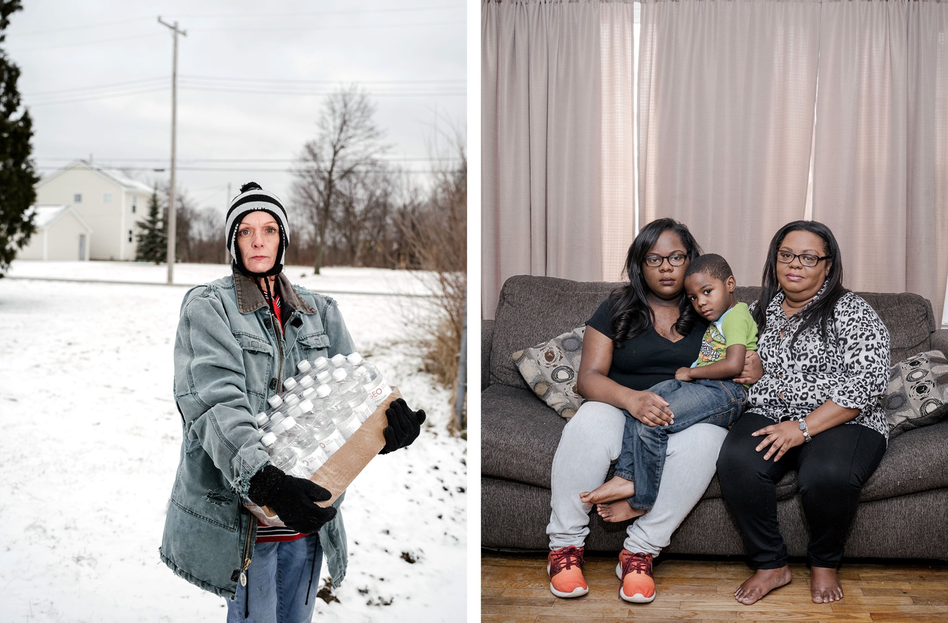 women and a boy