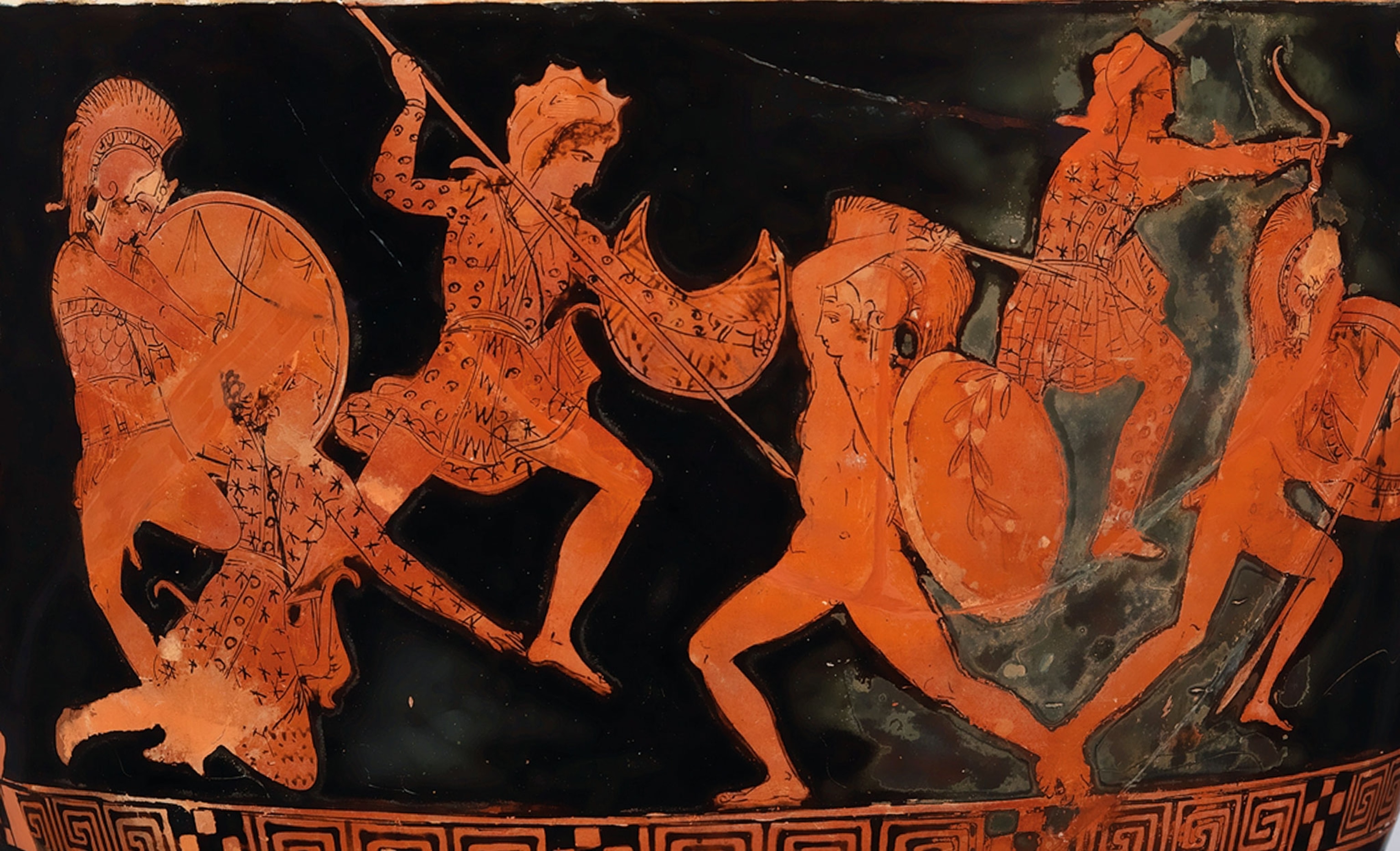 a painting of soldiers fighting