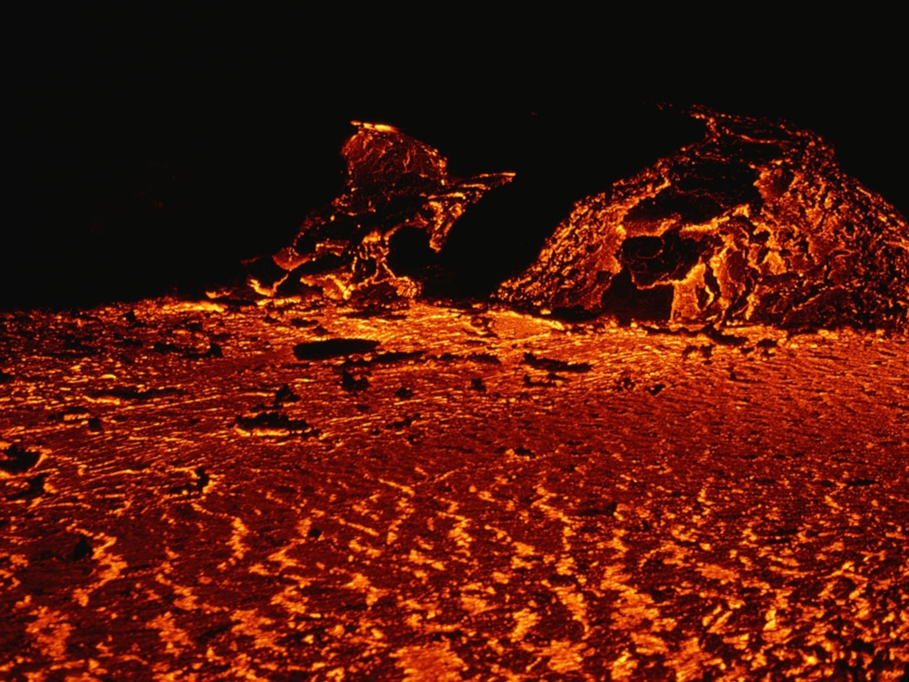 Lava boils from Mount Etna