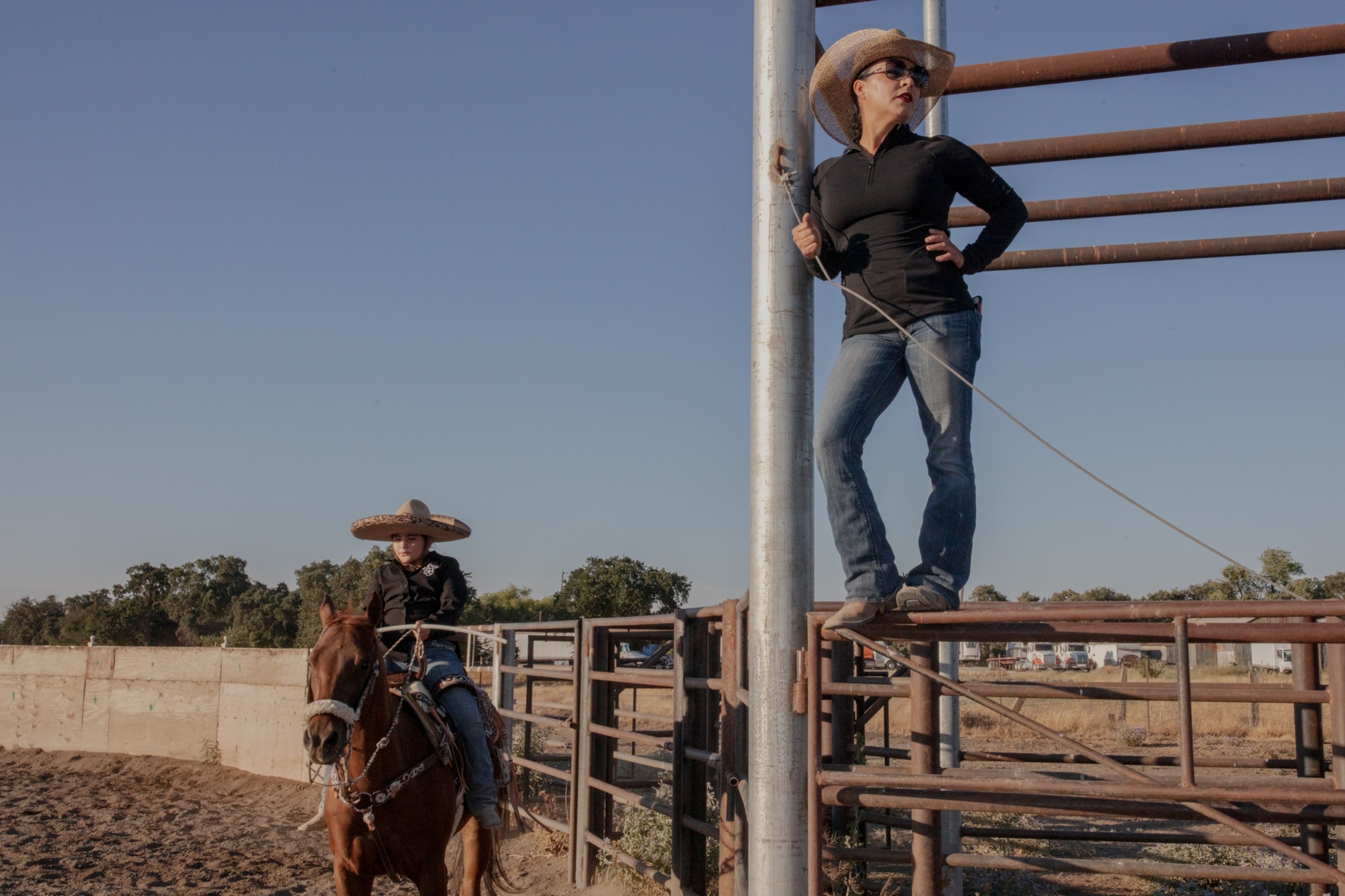 women practice for a rodeo