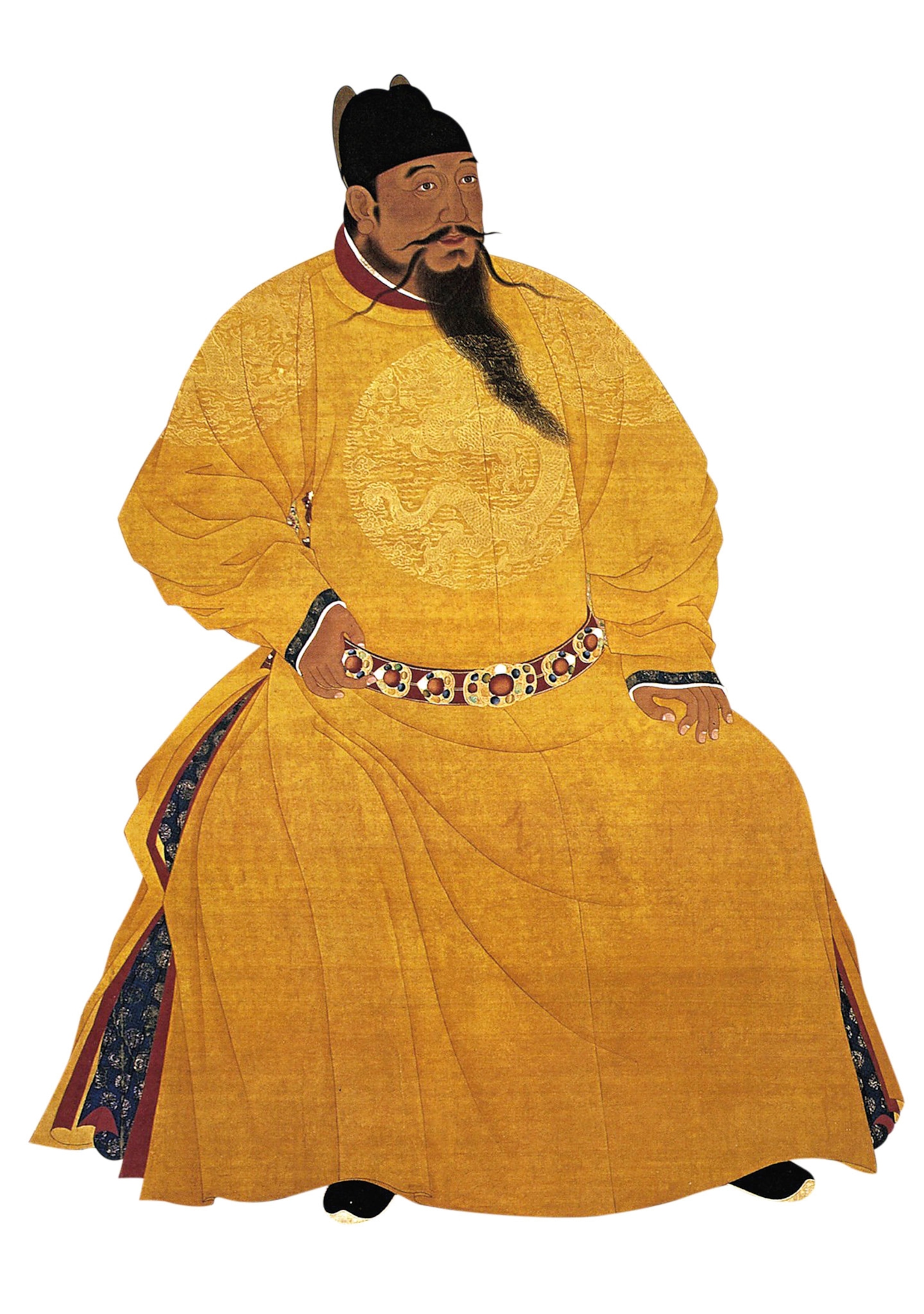 a man with a long beard in a yellow outfit