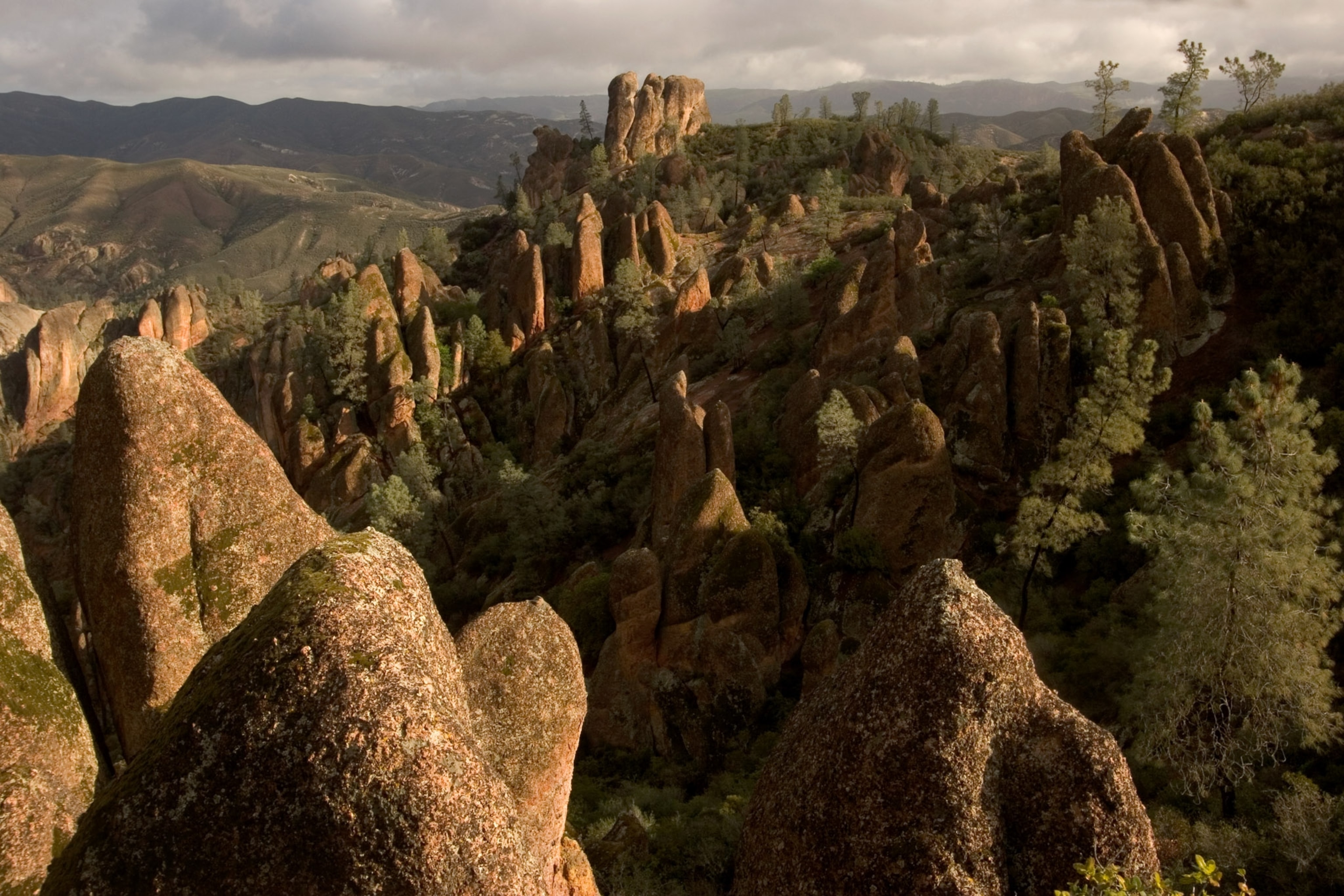 Sun light covers the rocky landscaped.