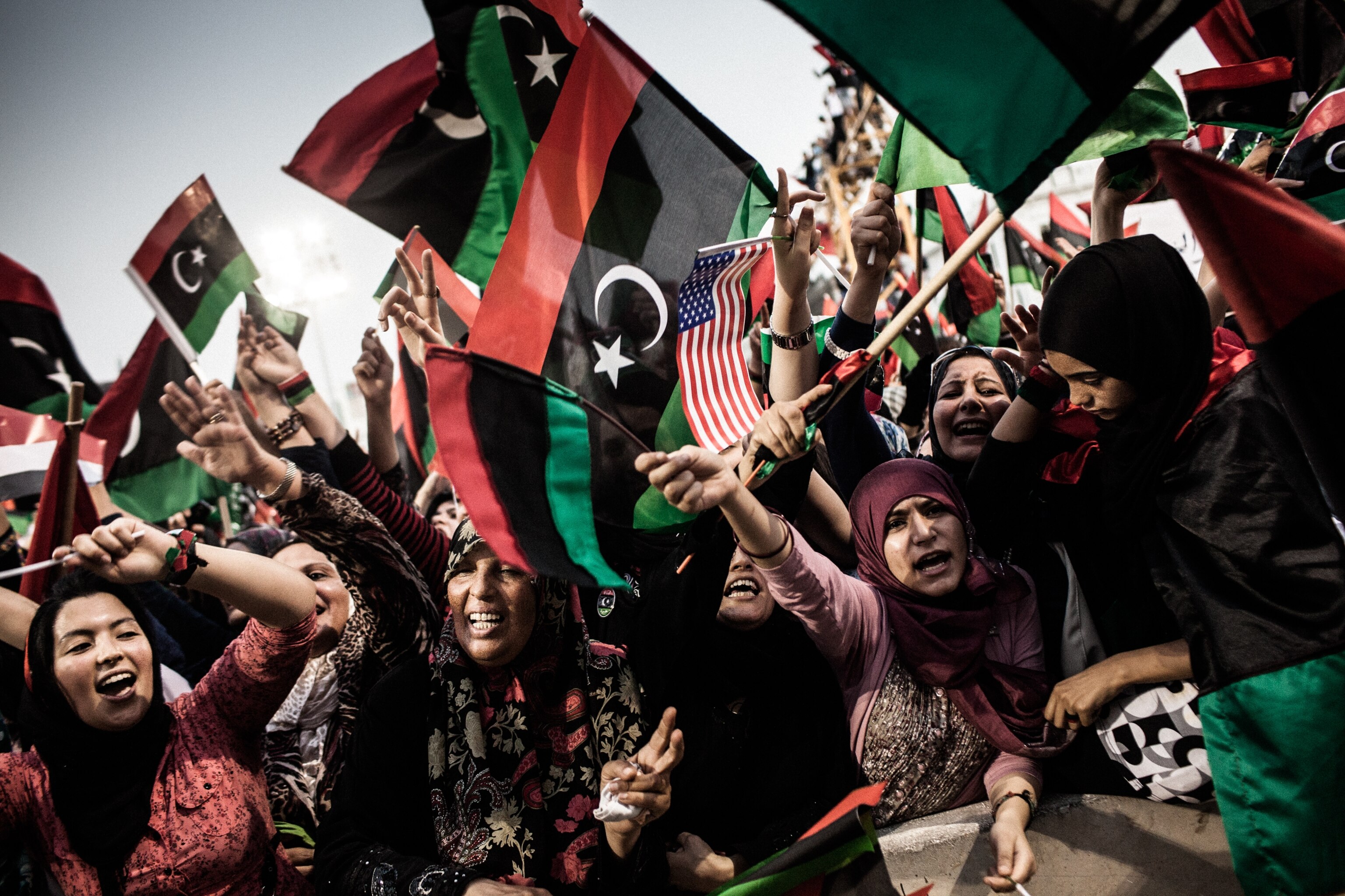 Libyans celebrating the end of the war