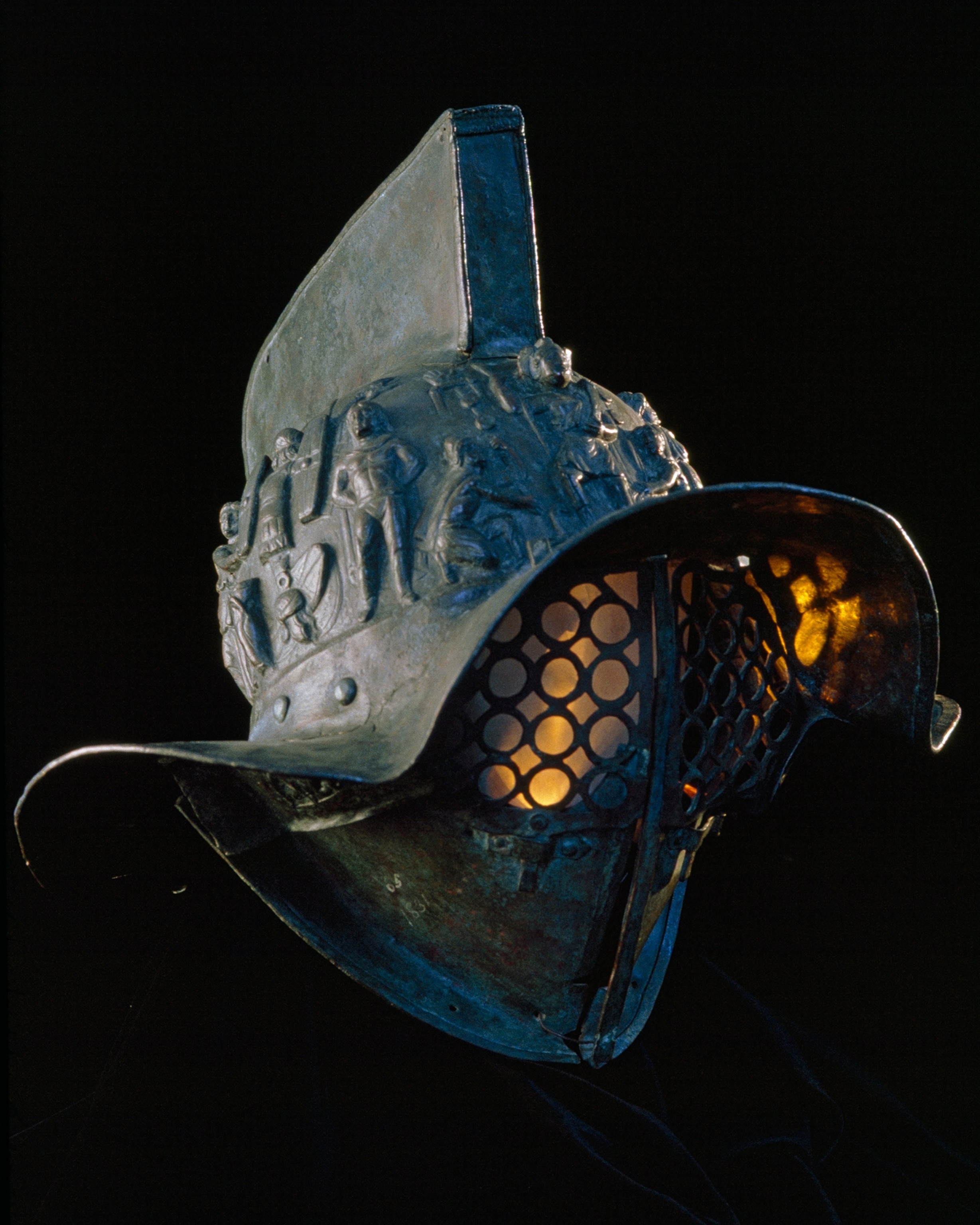 Roman gladiator's helmet which was used during ceremonial occasions.