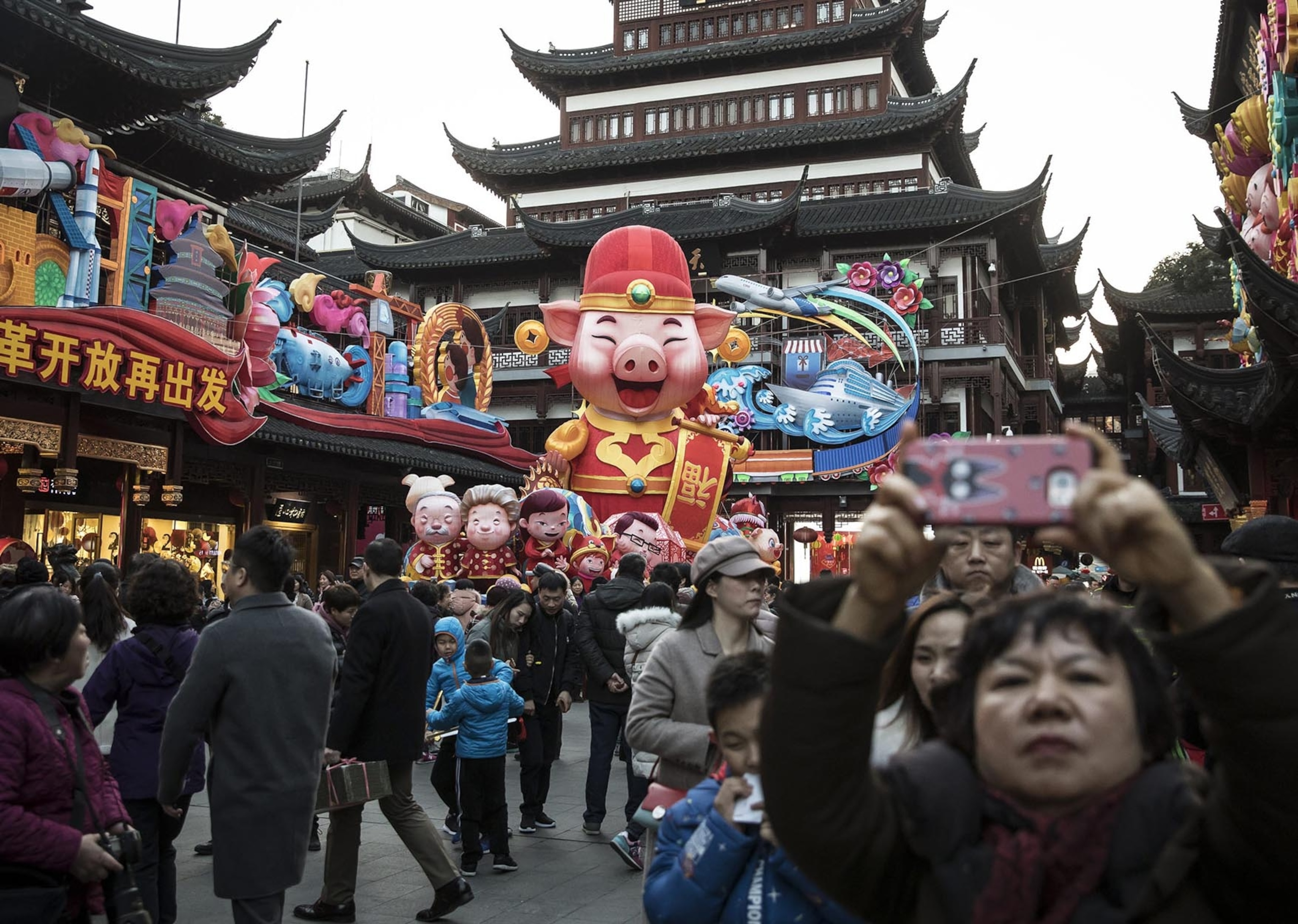 pig-themed displays in Shanghai, China